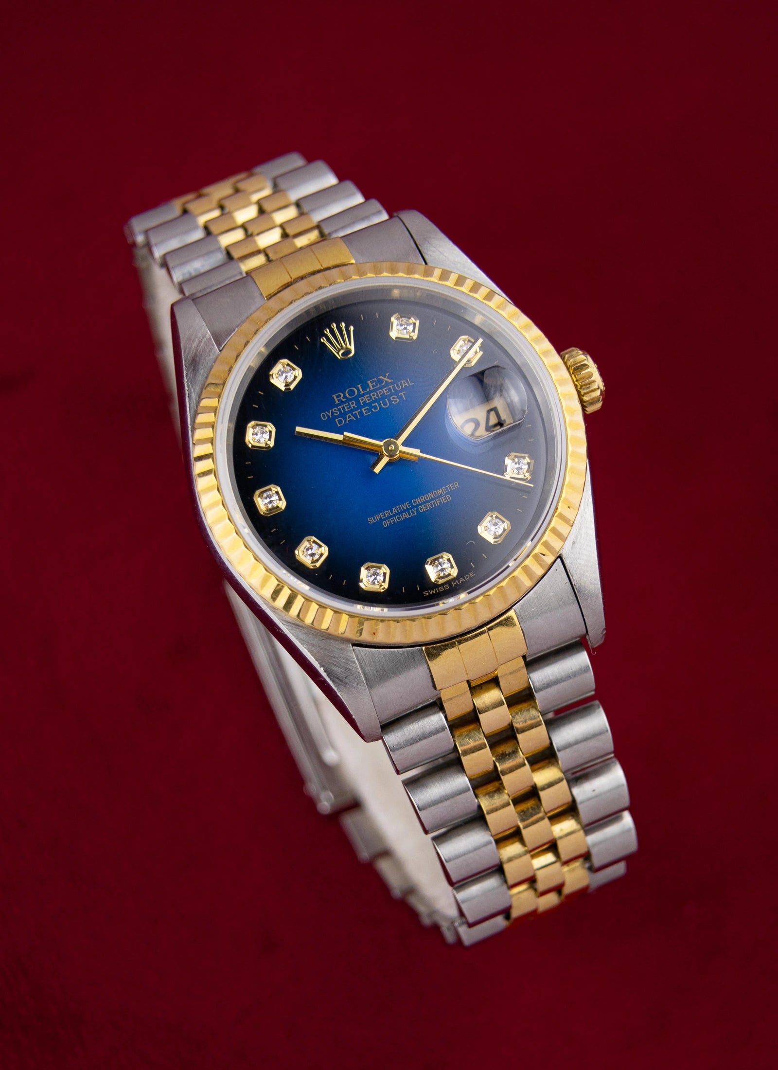 1995 Rolex Datejust 16233 Blue Vignette Diamond Dial
