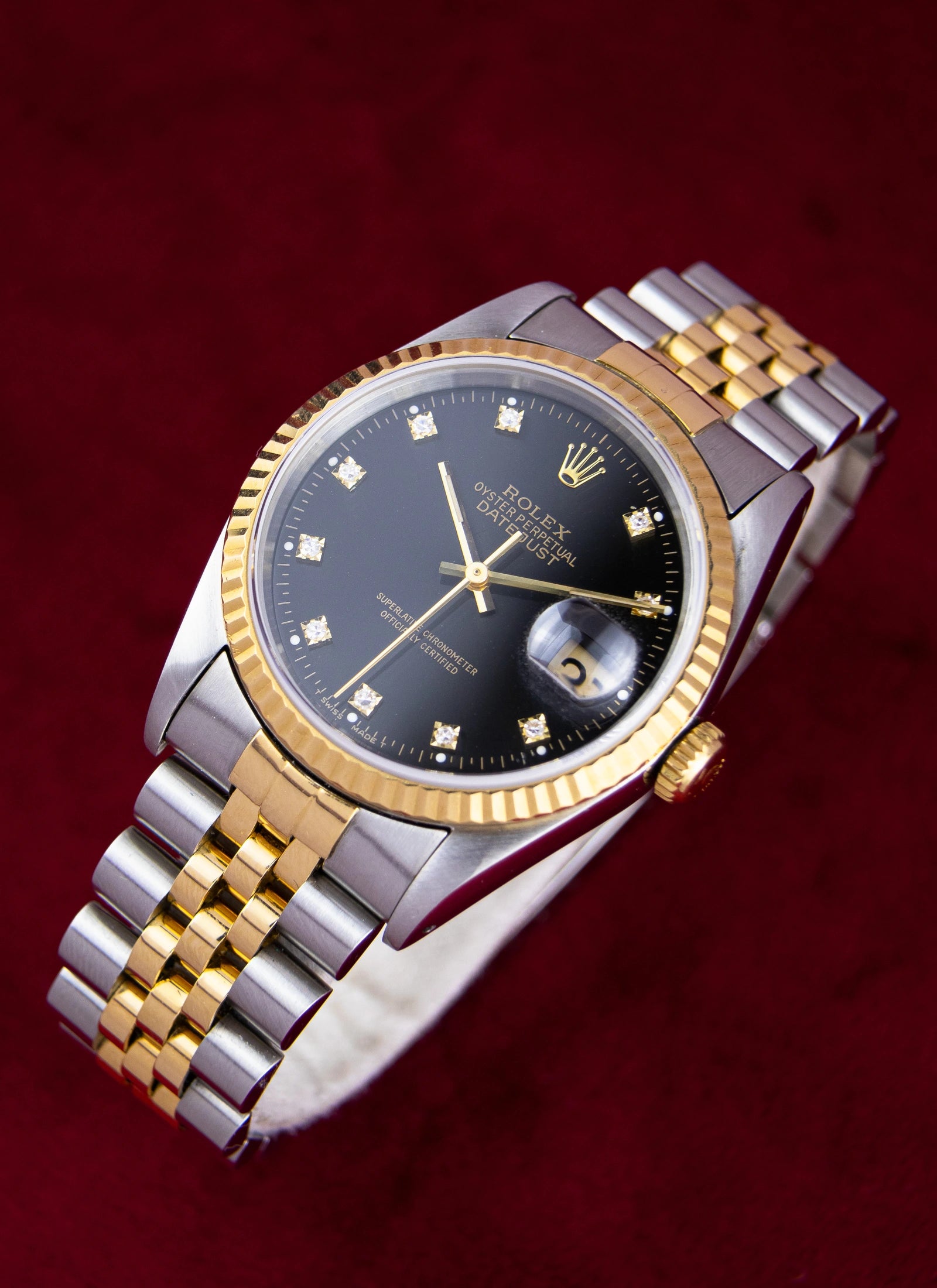 1994 Rolex Datejust 16233 Black Diamond Dial Full Set