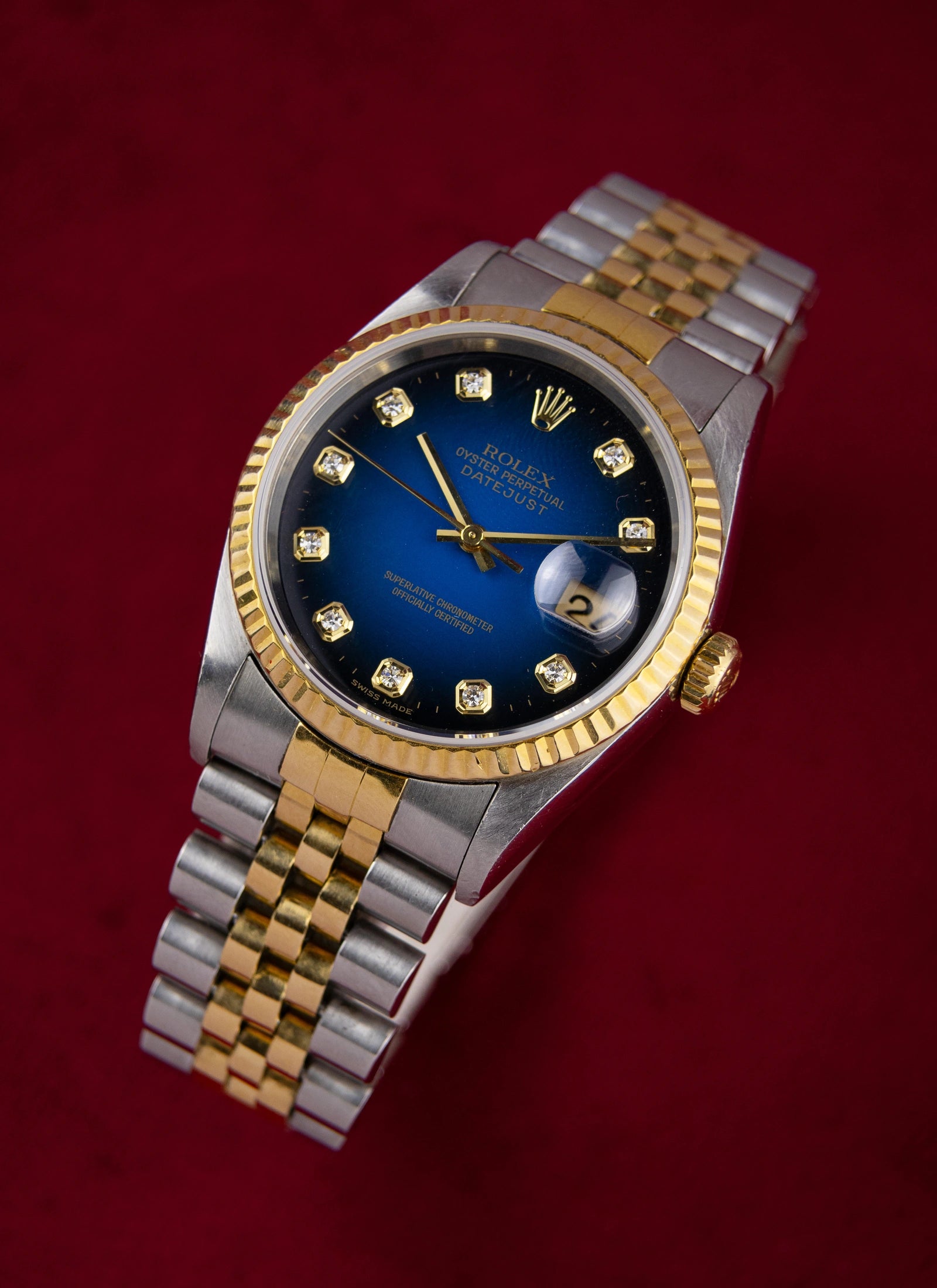 1995 Rolex Datejust 16233 Blue Vignette Diamond Dial