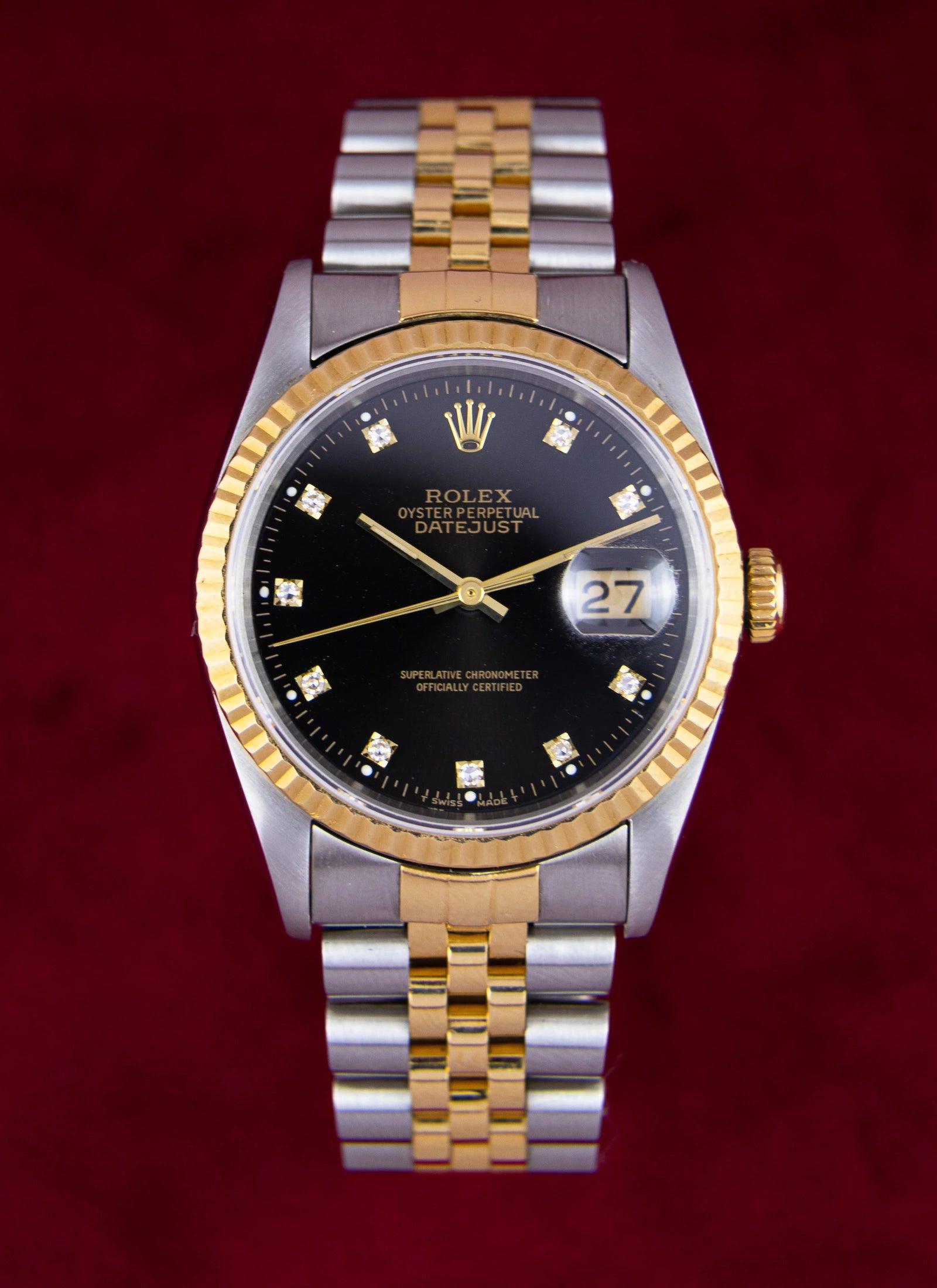 1994 Rolex Datejust 16233 Black Diamond Dial Full Set