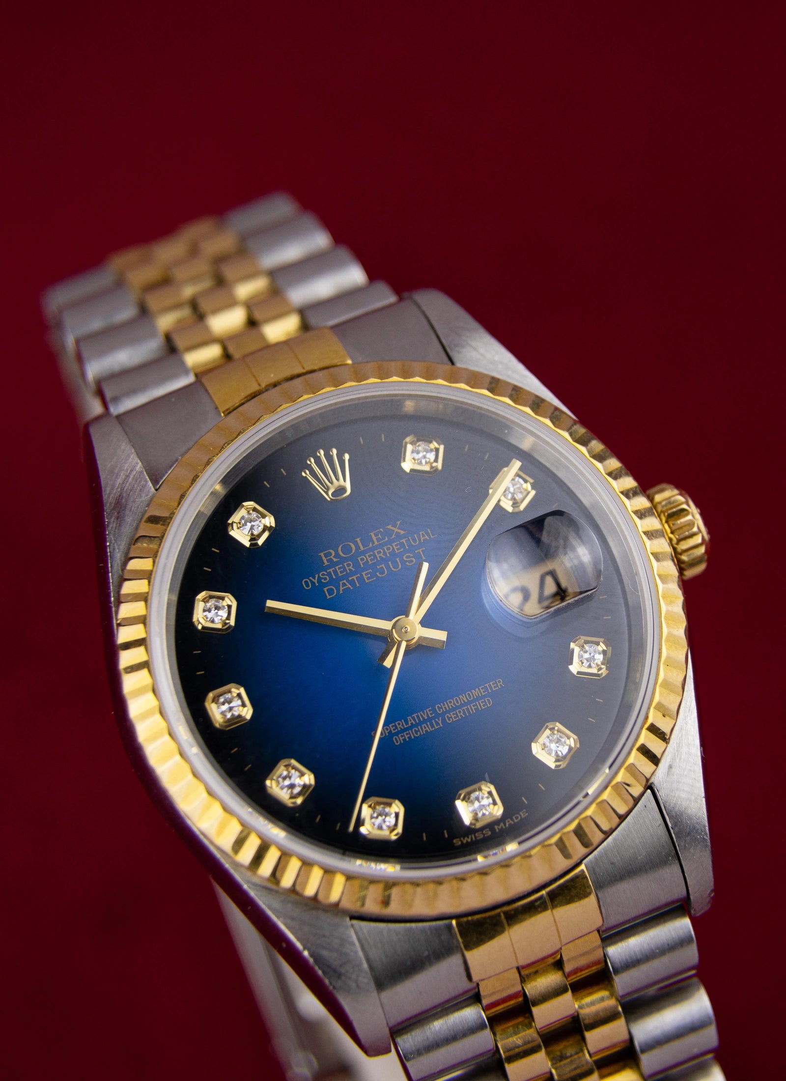 1995 Rolex Datejust 16233 Blue Vignette Diamond Dial