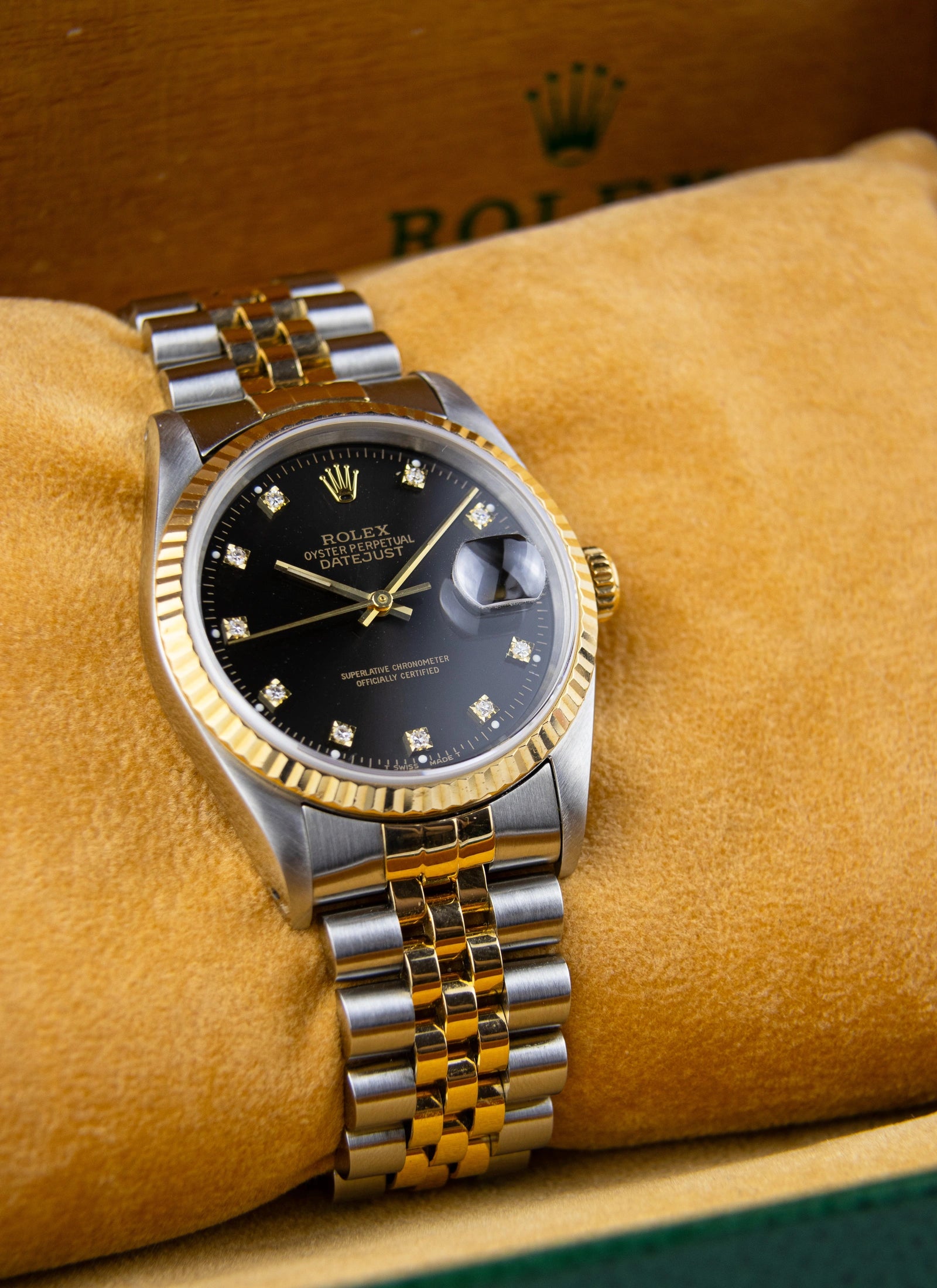 1994 Rolex Datejust 16233 Black Diamond Dial Full Set