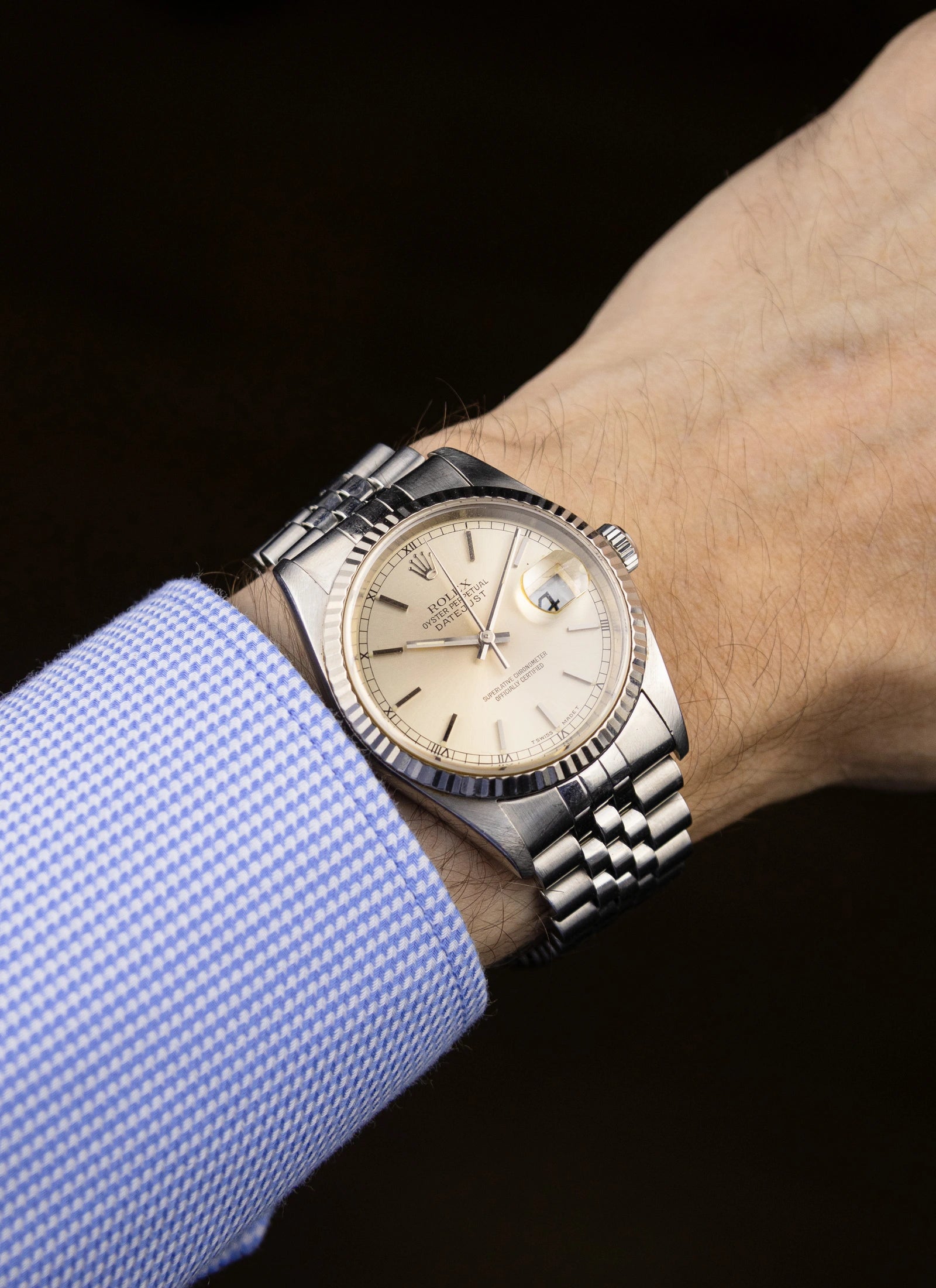 1996 Rolex Datejust 16234 silver/cream