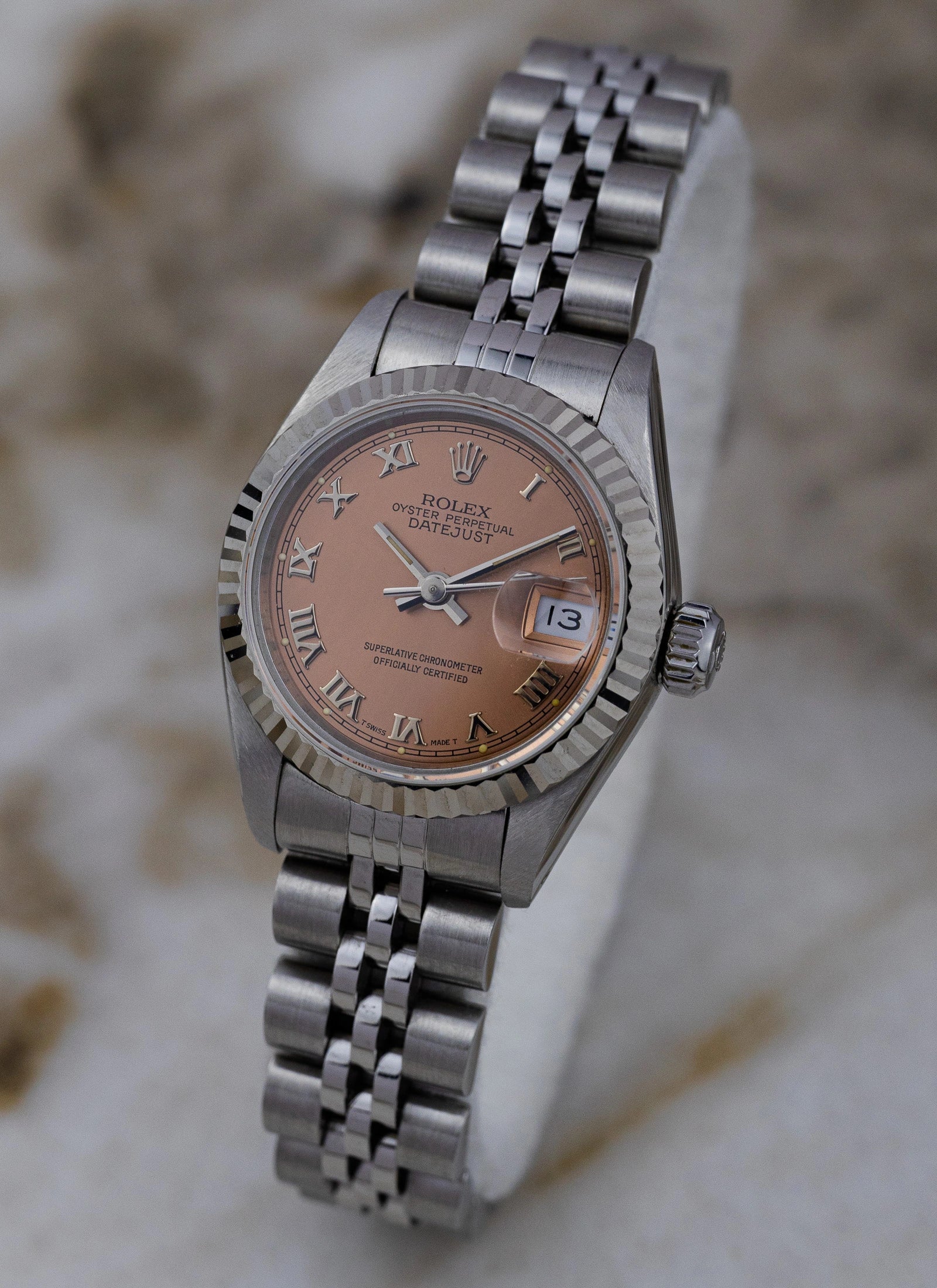 1990 Lady Rolex Datejust 69174 Salmon Roman Dial Full Set