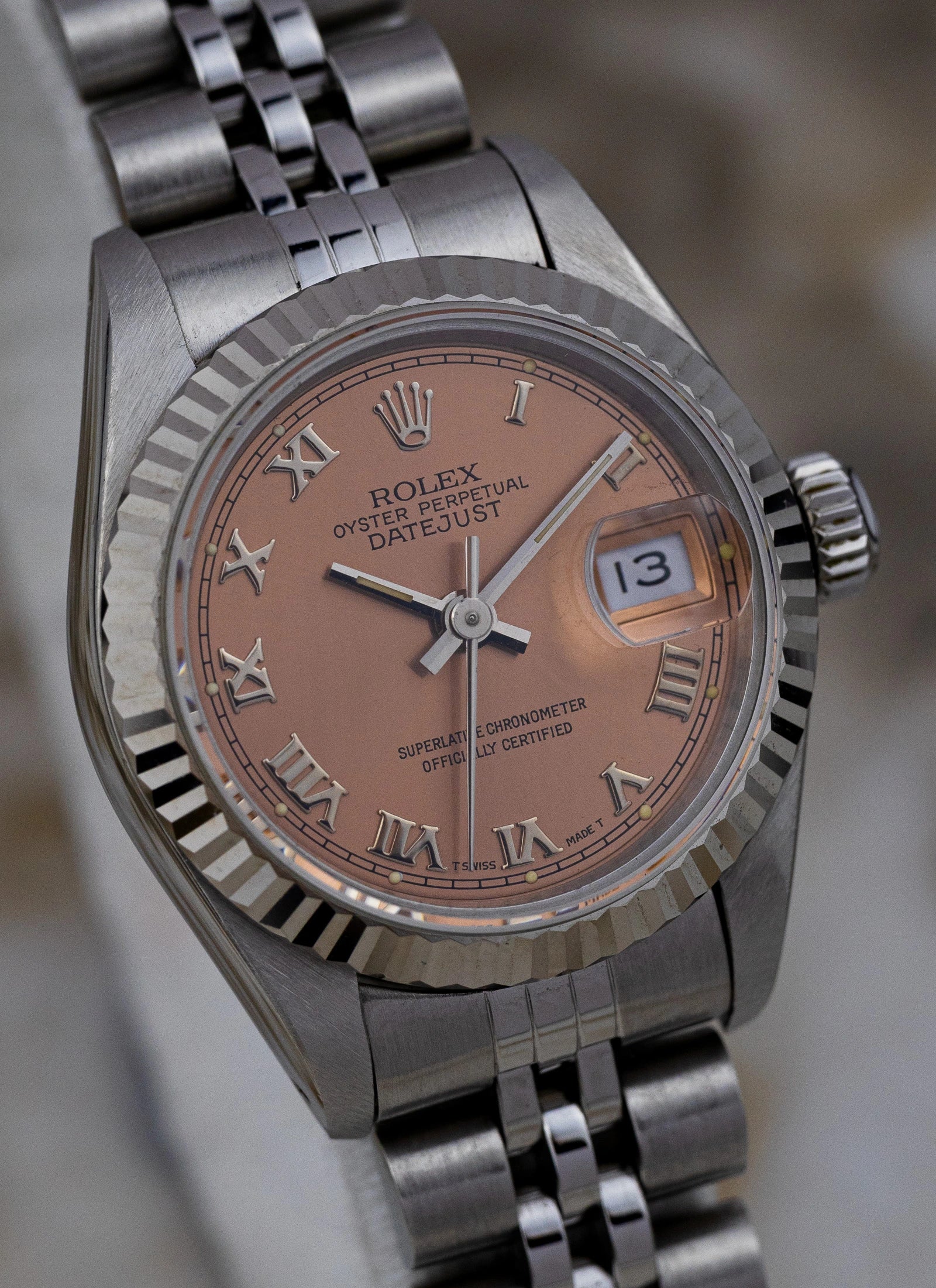 1990 Lady Rolex Datejust 69174 Salmon Roman Dial Full Set