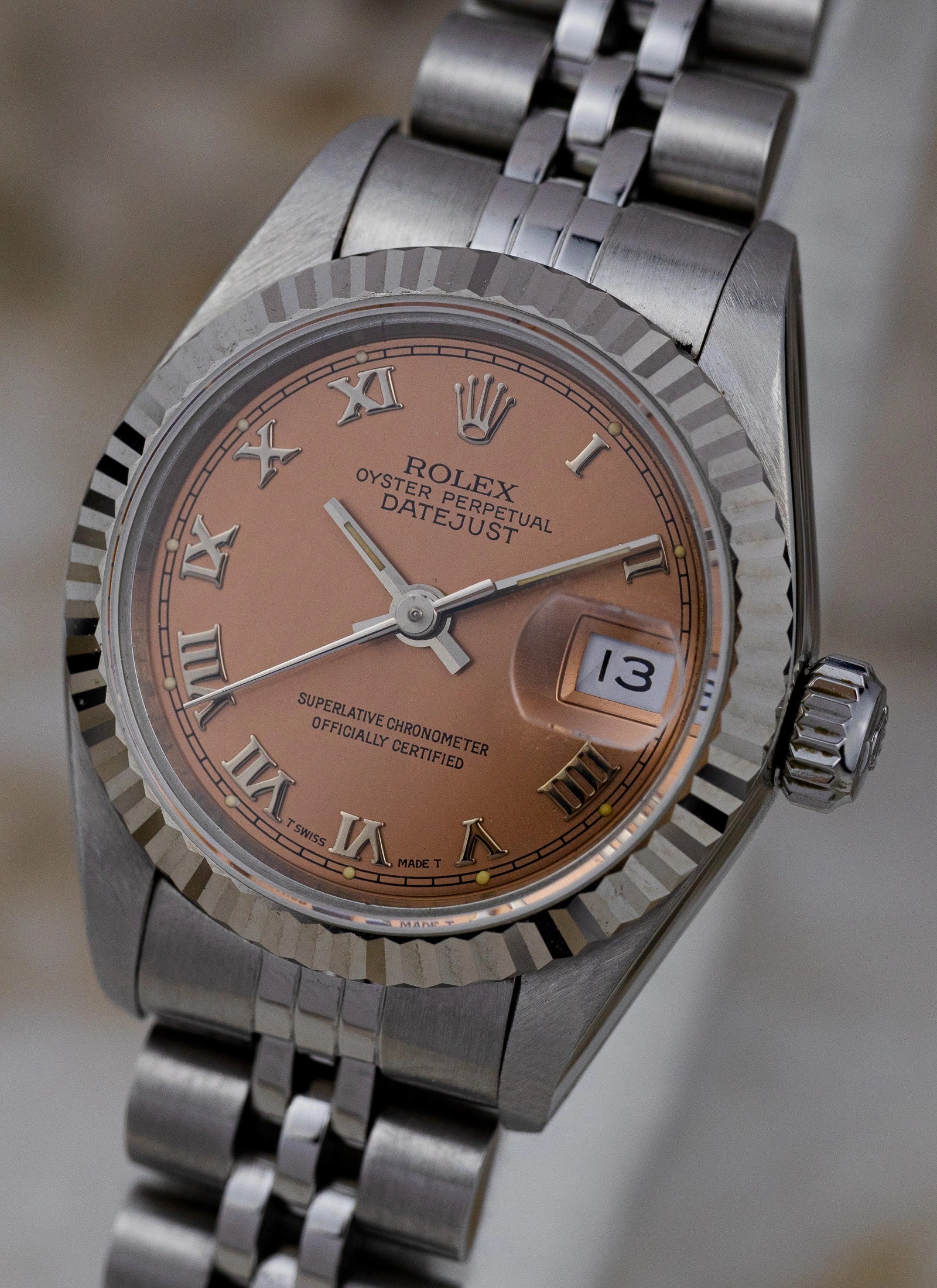 1990 Lady Rolex Datejust 69174 Salmon Roman Dial Full Set