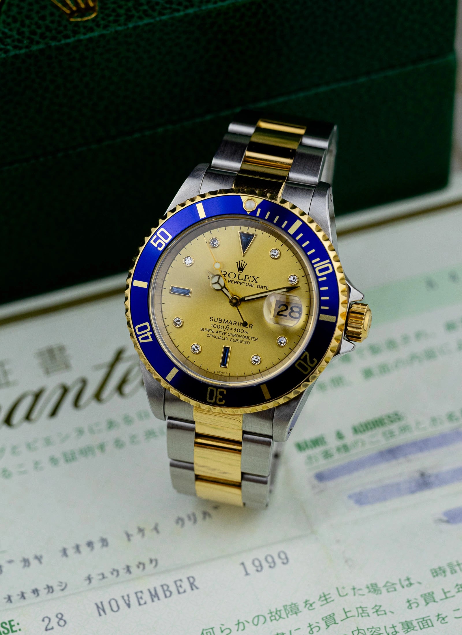 1999 Rolex Submariner Serti Dial Ref 16613