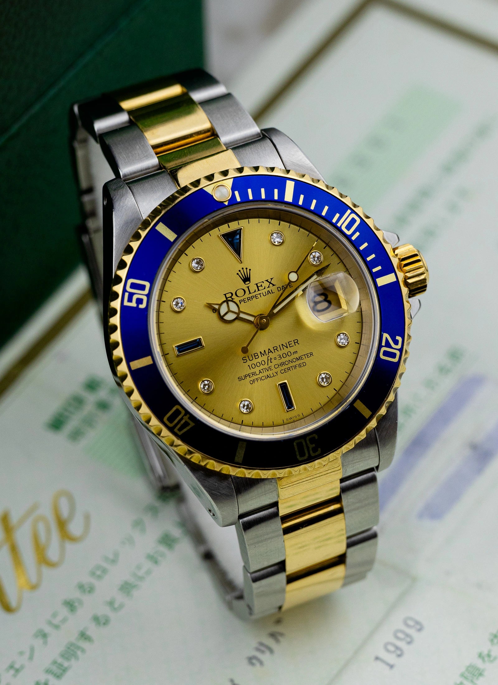 1999 Rolex Submariner Serti Dial Ref 16613