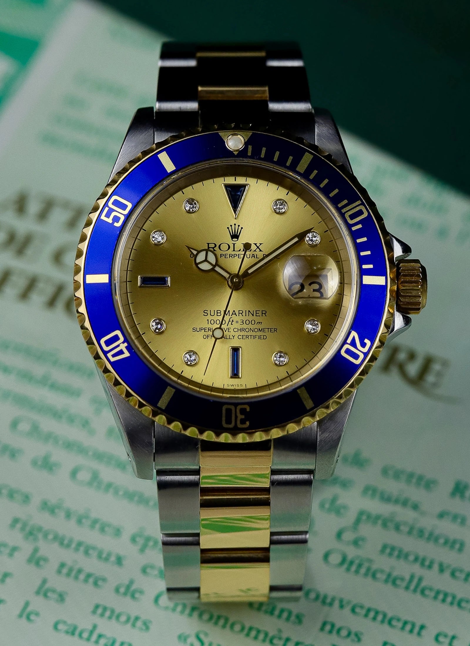 1999 Rolex Submariner Serti Dial Ref 16613