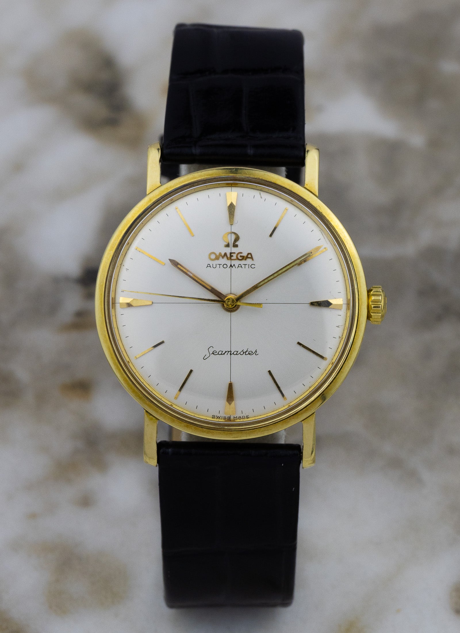 1959 14K Omega Seamaster Crosshair Dial 14745 SC-1 cal. 552 Serviced Box