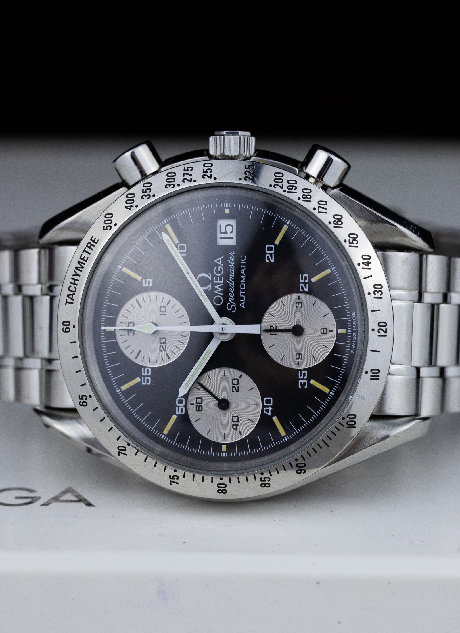2000s Omega Speedmaster Date Reverse Panda 175.0043 cal. 1155 Box