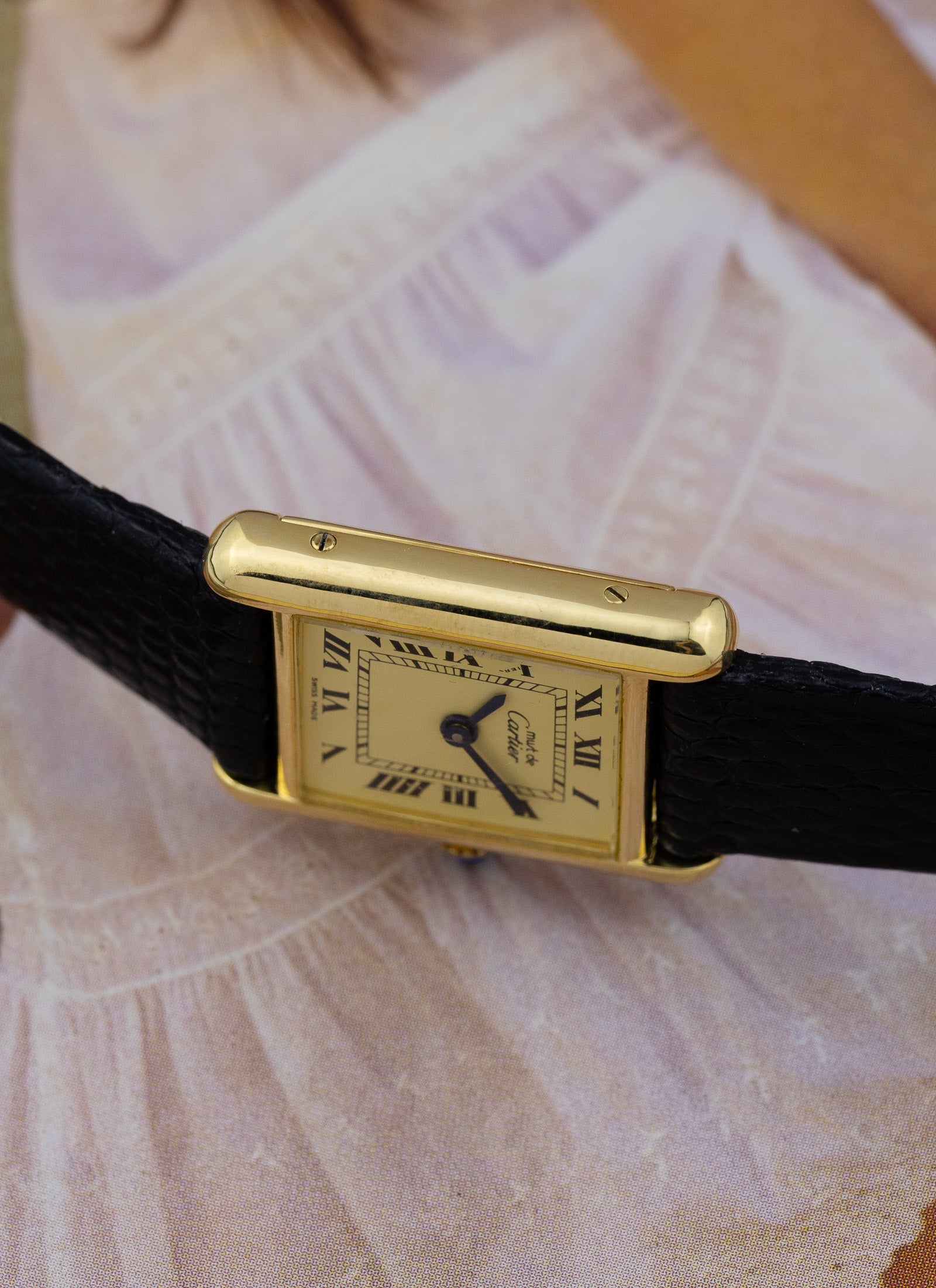 1980s Lady Cartier Must Tank Ivory Manual Winding