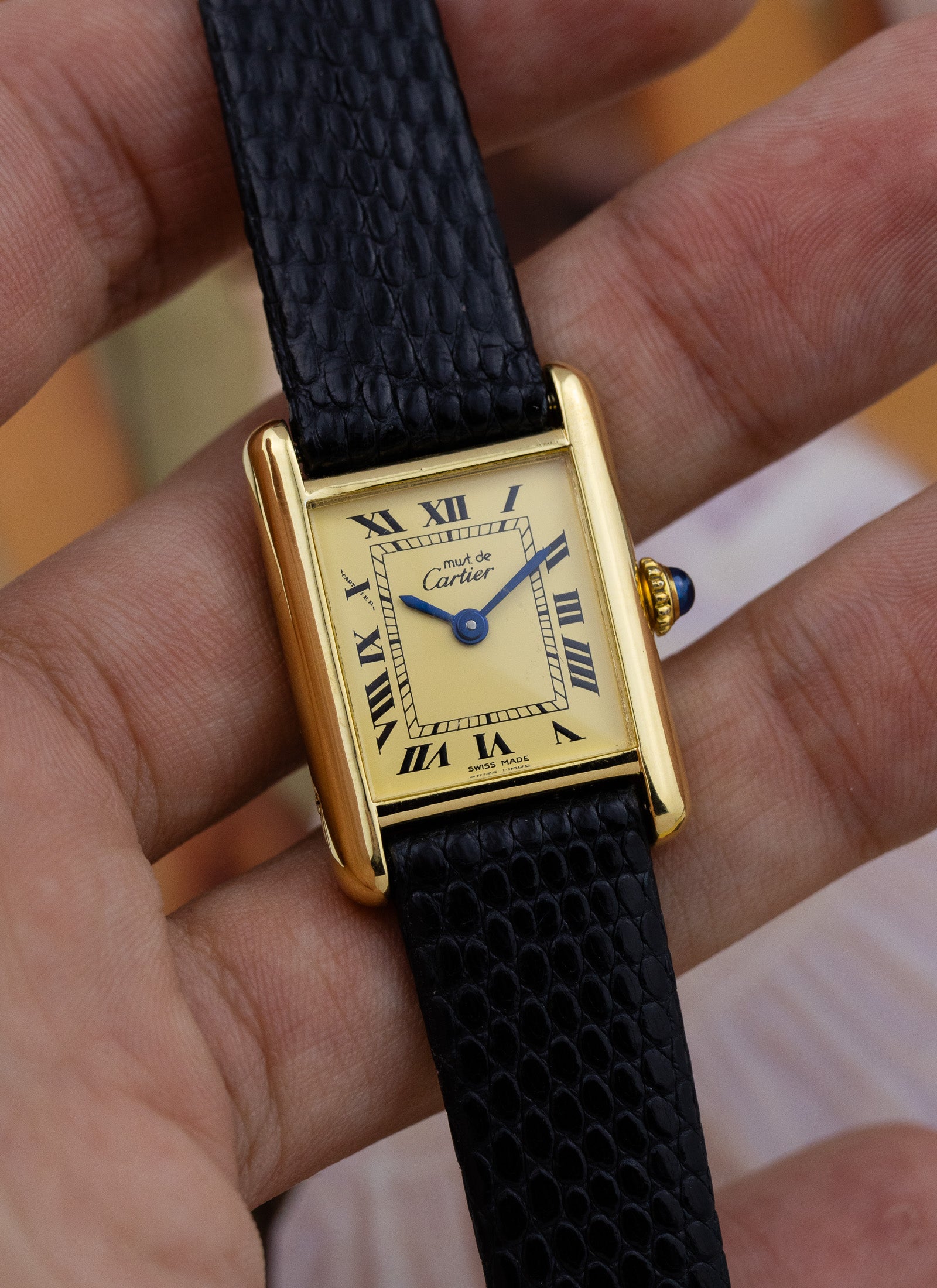 1980s Lady Cartier Must Tank Ivory Manual Winding