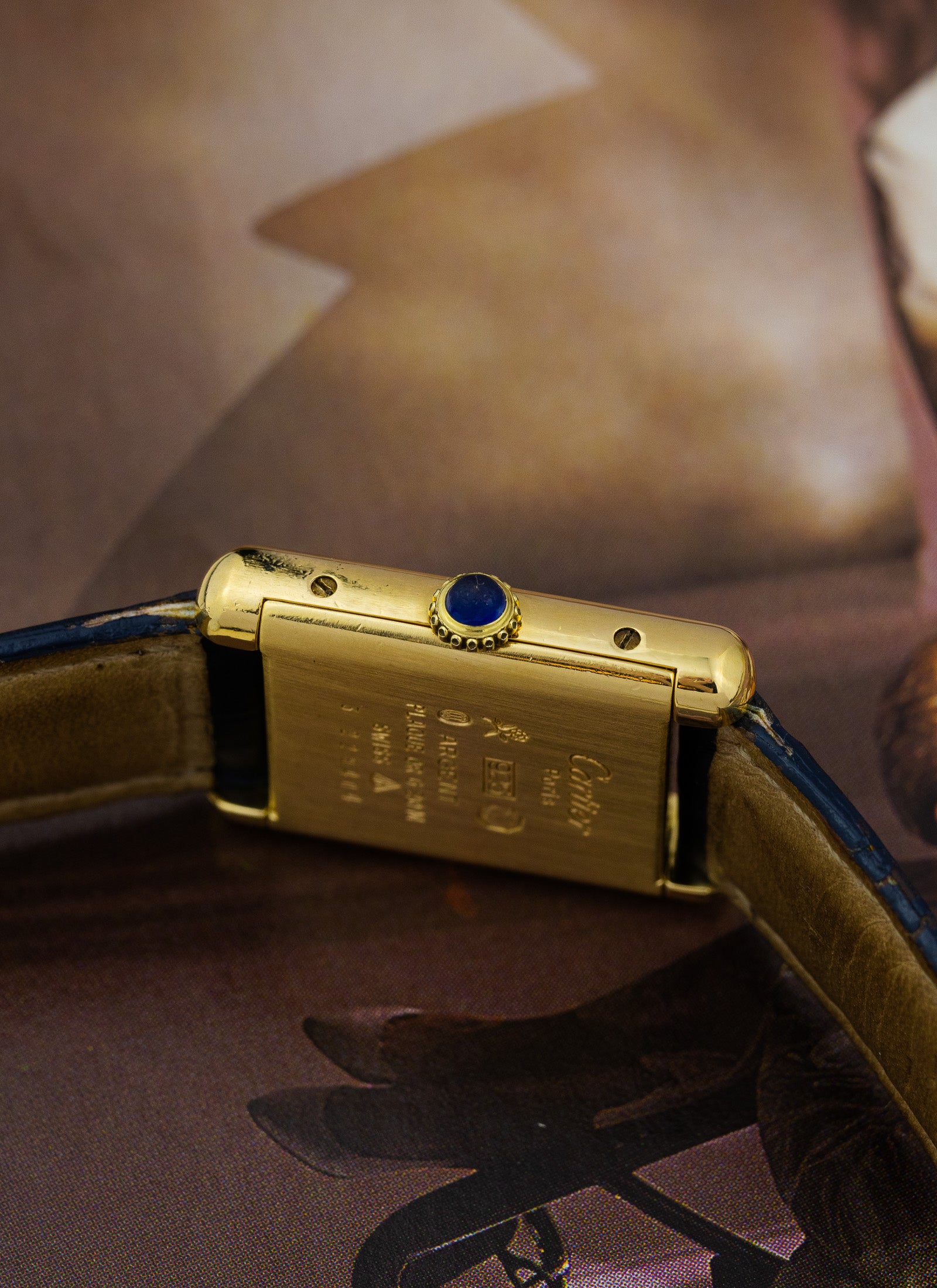 1970s Cartier Tank Lapis Lazuli Blue Dial