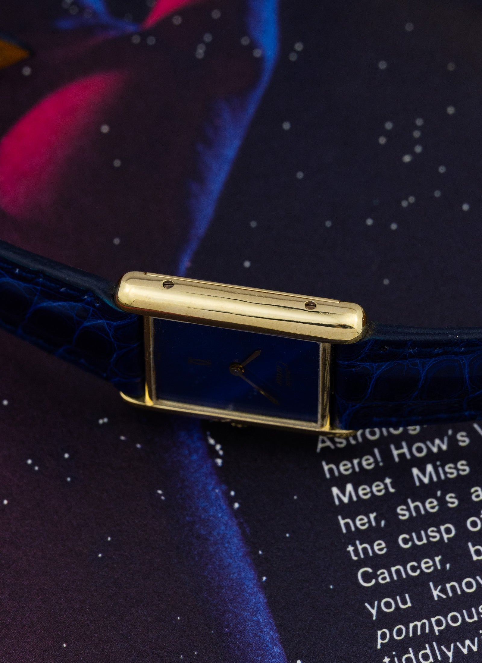 1980s Cartier Must Tank Lapis Lazuli Dial Manual Winding