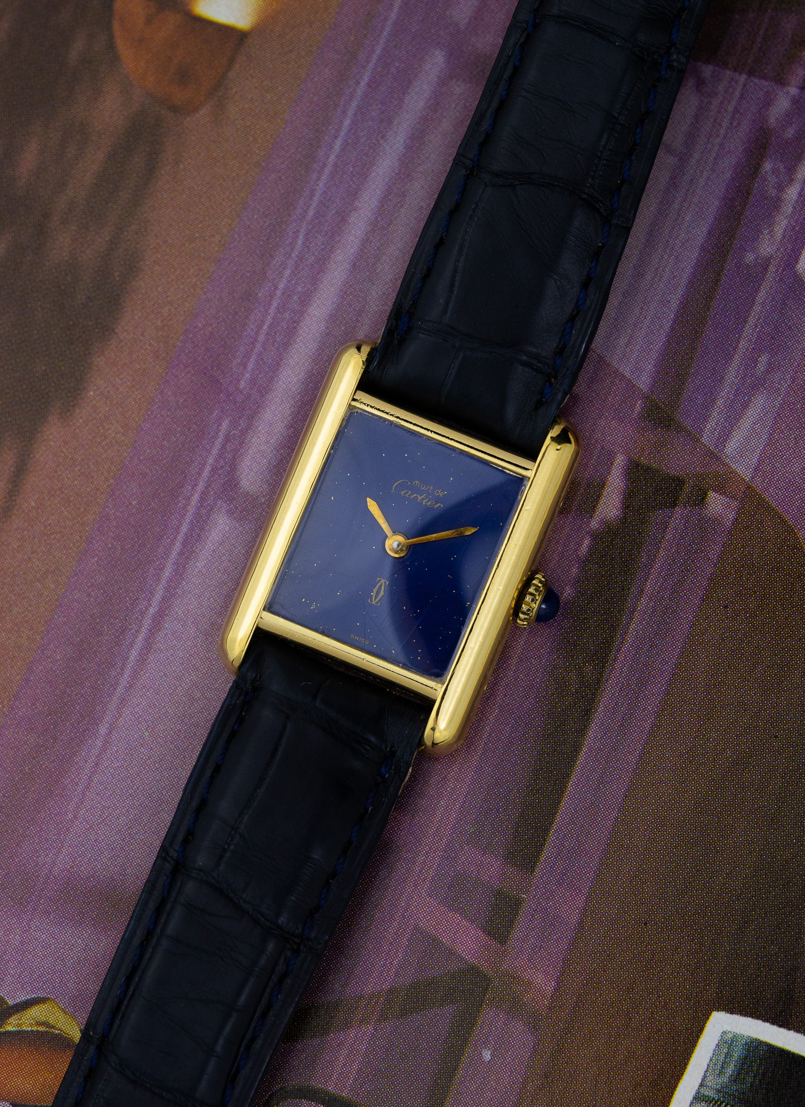 1970s Cartier Tank Lapis Lazuli Blue Dial