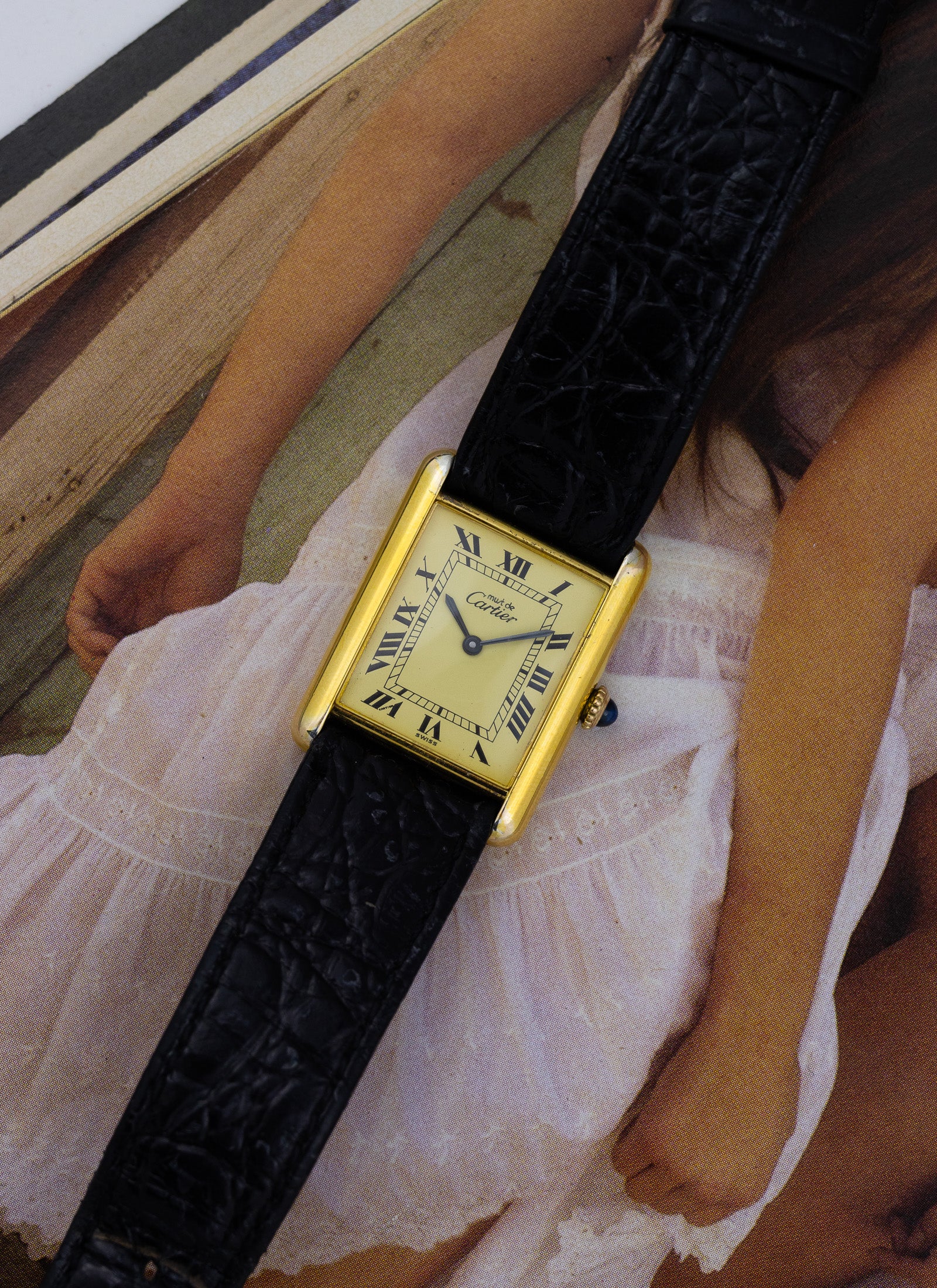 1980s Cartier Must Tank Ivory Manual Winding