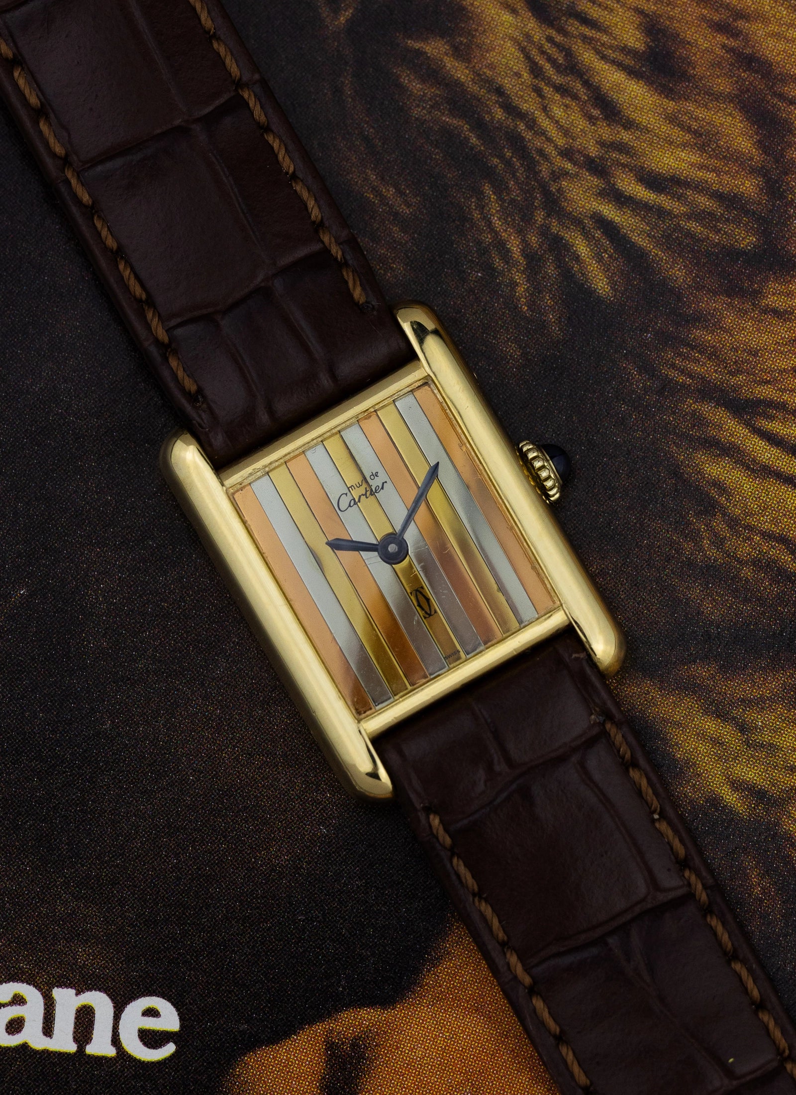 1980s Lady Cartier Must Tank Trinity Dial Manual Winding