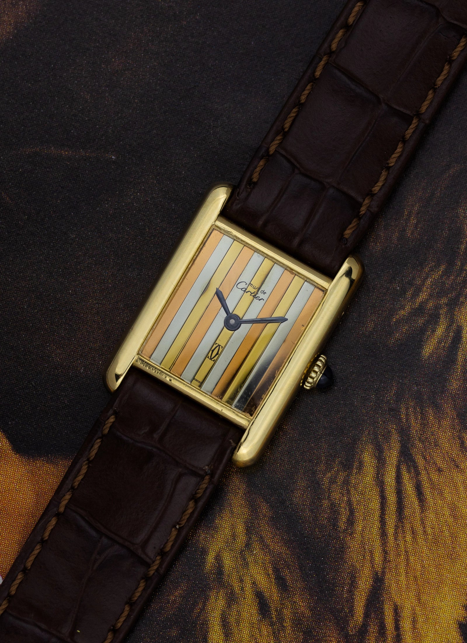 1980s Lady Cartier Must Tank Trinity Dial Manual Winding