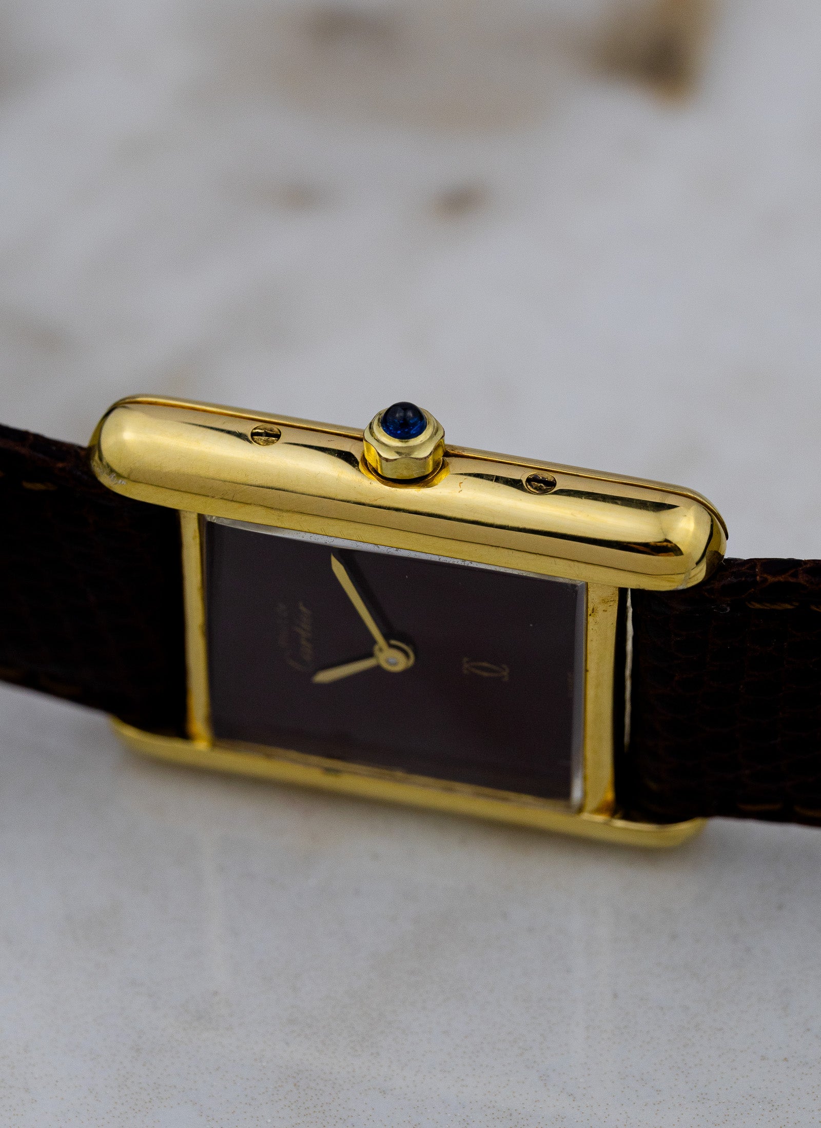 1990s Ladies Must de Cartier Tank Burgundy Dial 3 66001