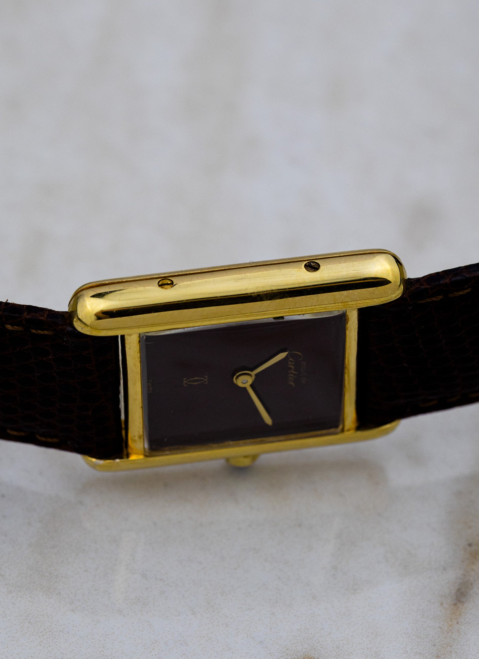 1990s Ladies Must de Cartier Tank Burgundy Dial 3 66001