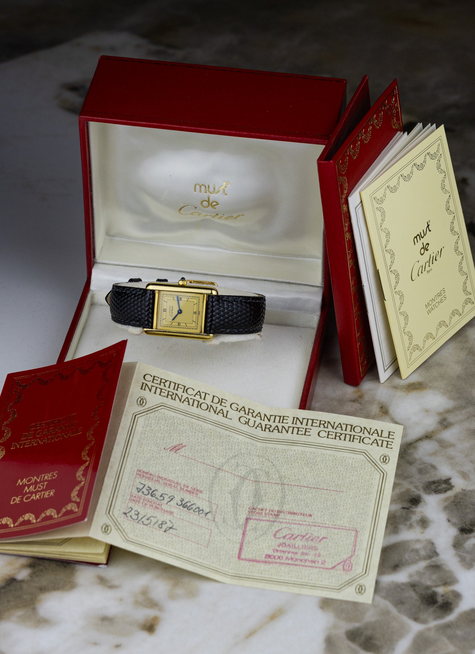 1987 Cartier Tank Must Art Deco Dial 3 66001 Full Set