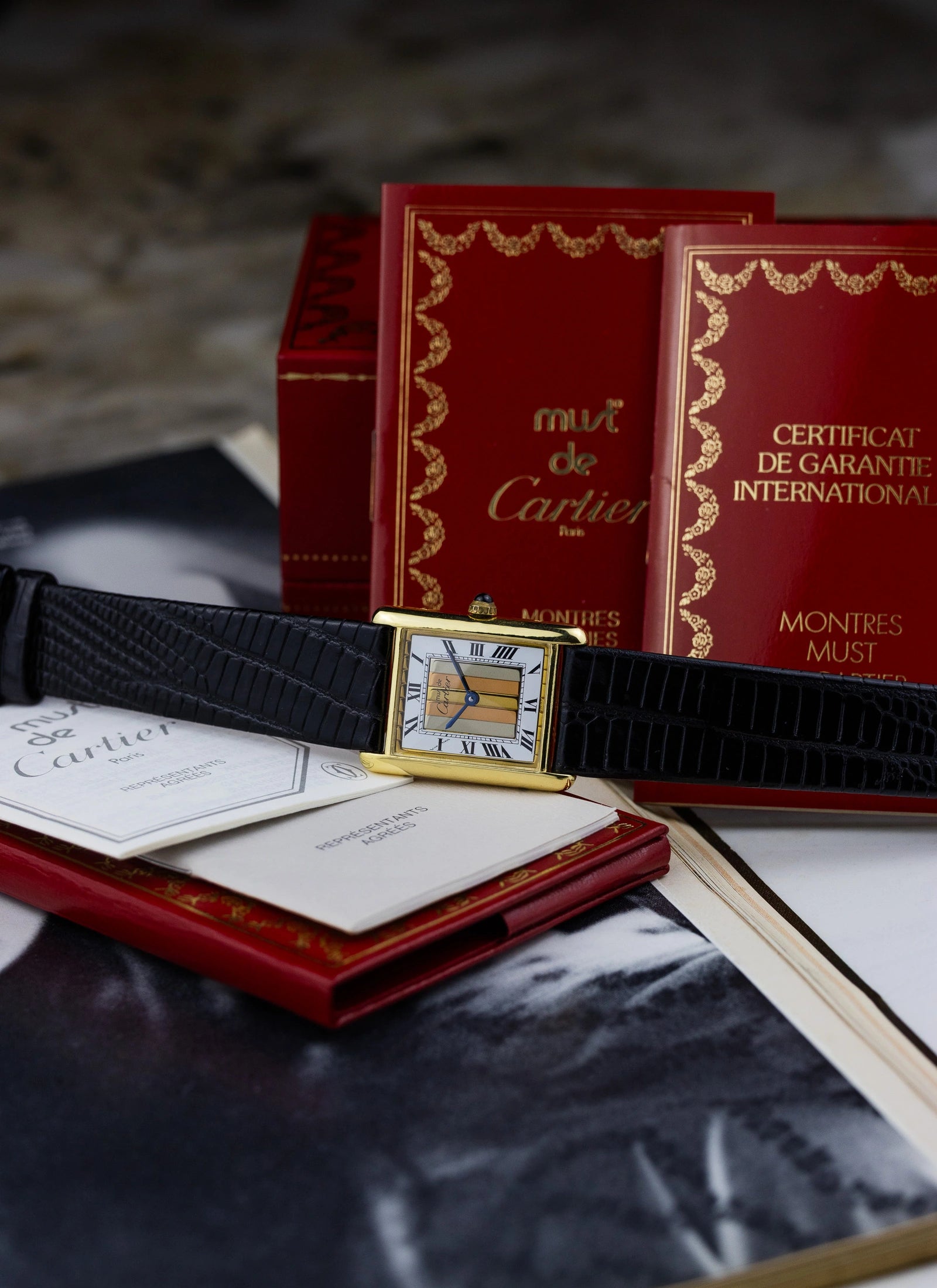 1990s Cartier Must Tank Trinity Dial 590005 Full Set