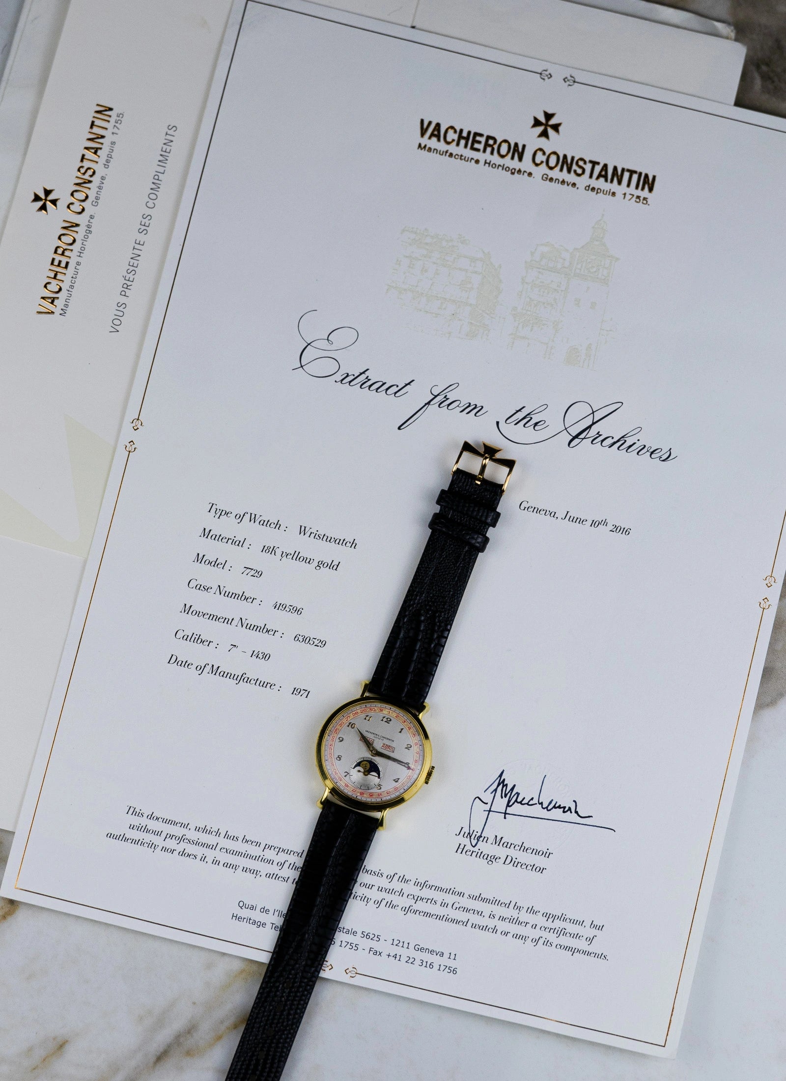 1971 18K Vacheron Constantin Triple Calendar Moonphase 7729 cal. 7-1430