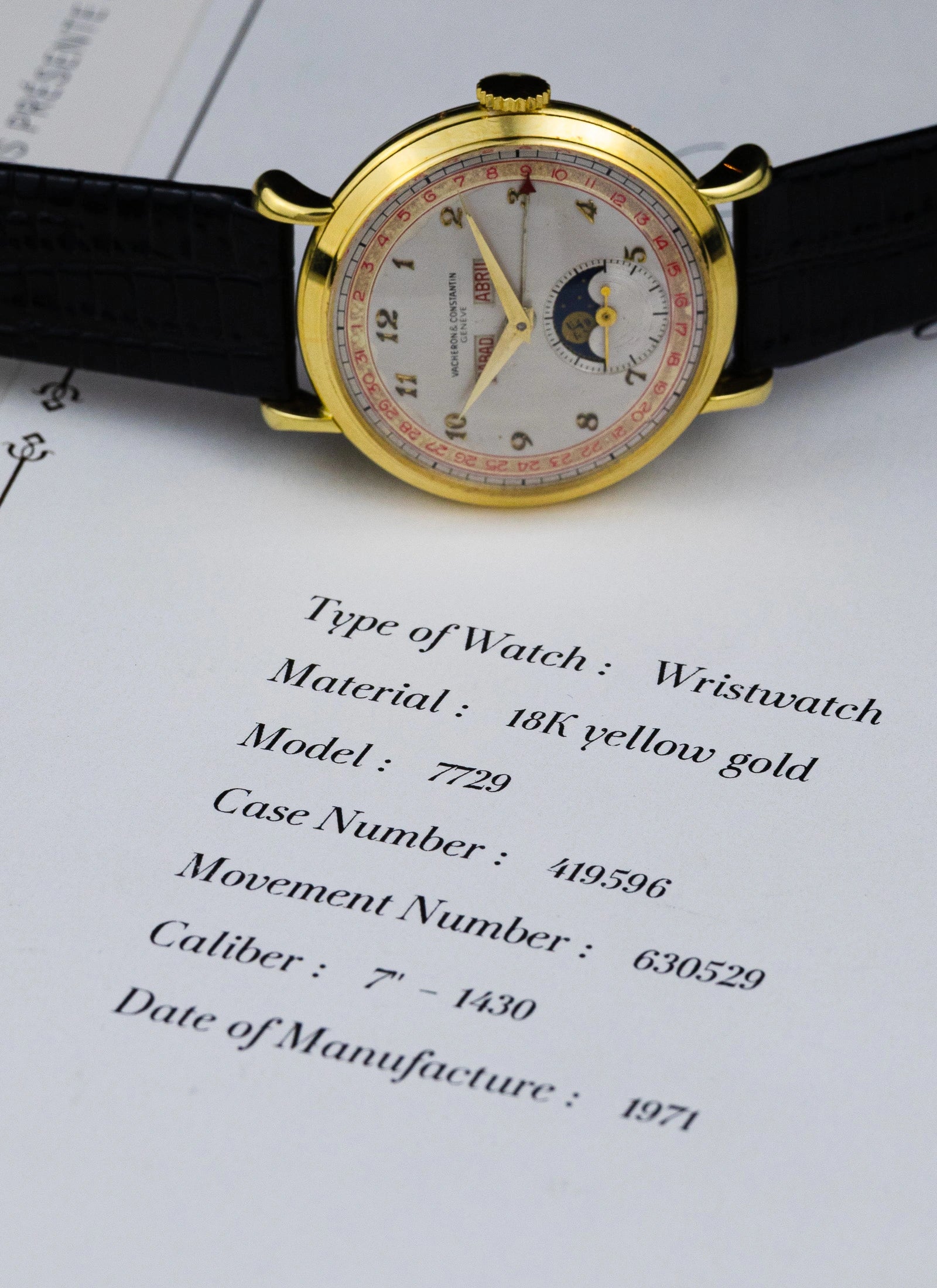 1971 18K Vacheron Constantin Triple Calendar Moonphase 7729 cal. 7-1430