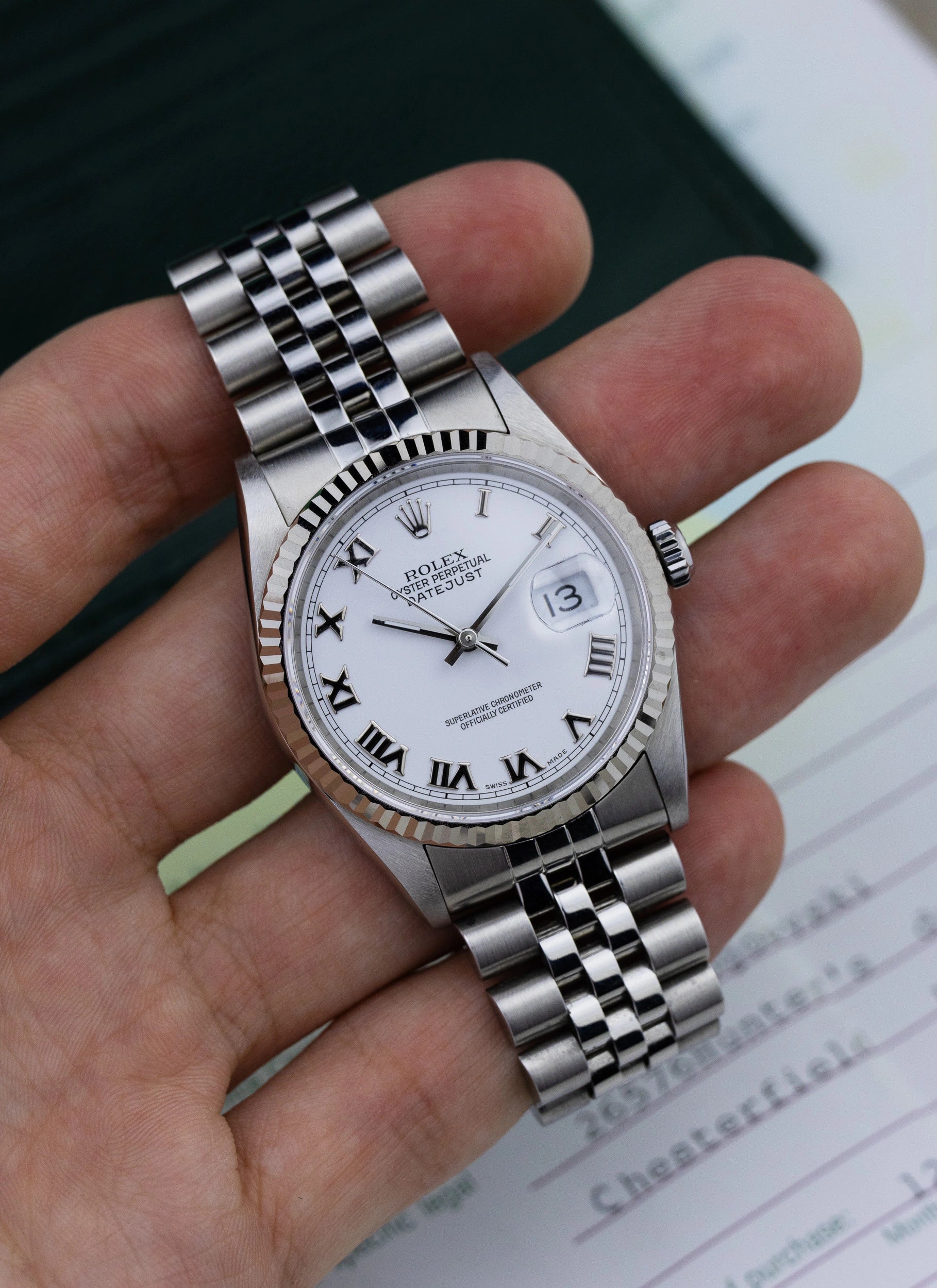 2007 Rolex Datejust White Roman Dial 16234 Full Set