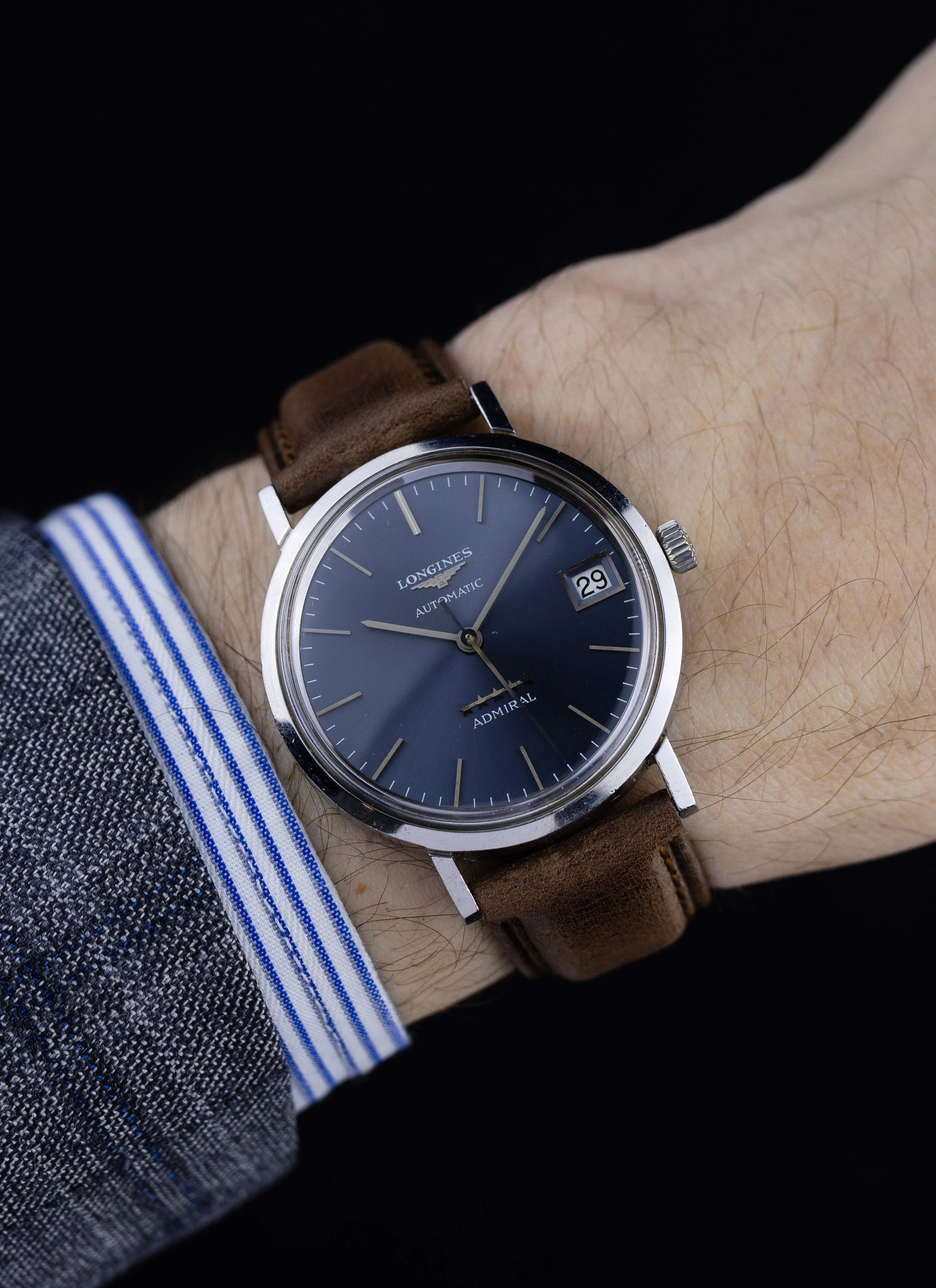 1970s Longines Admiral Gray Dial 1503 cal. 6651