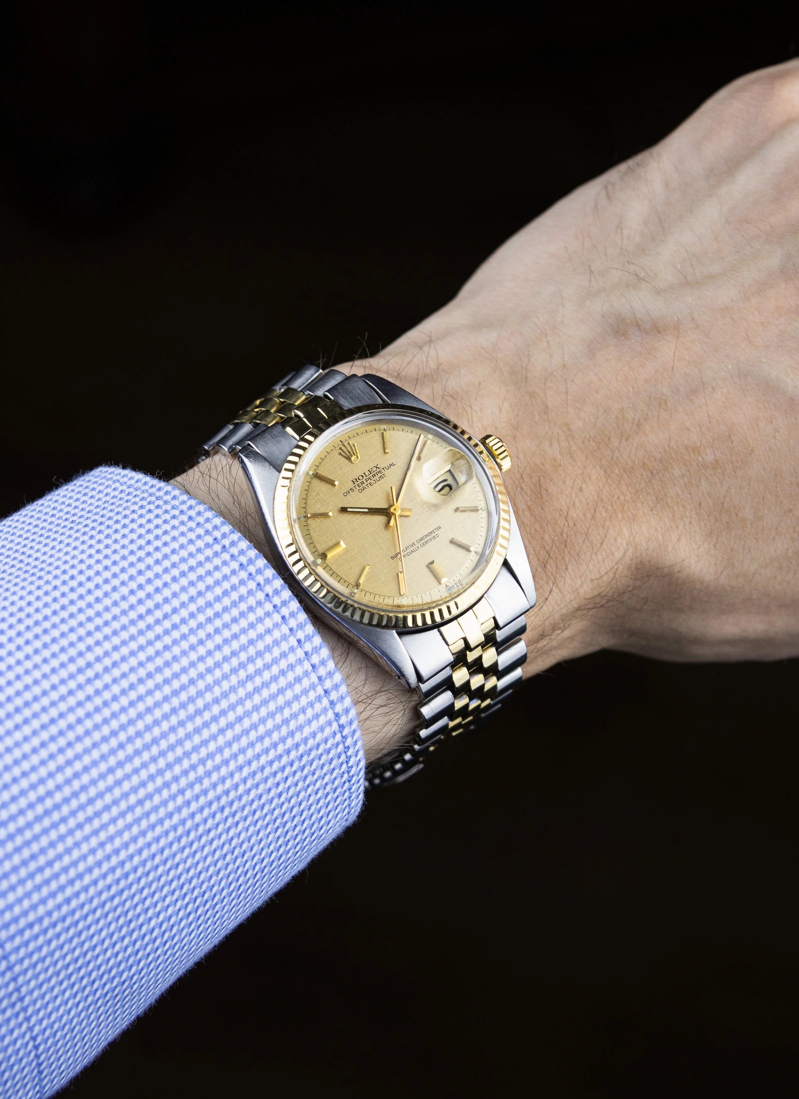 1973 Rolex Datejust 1601 Bicolor Linen Sigma Dial cal. 1570