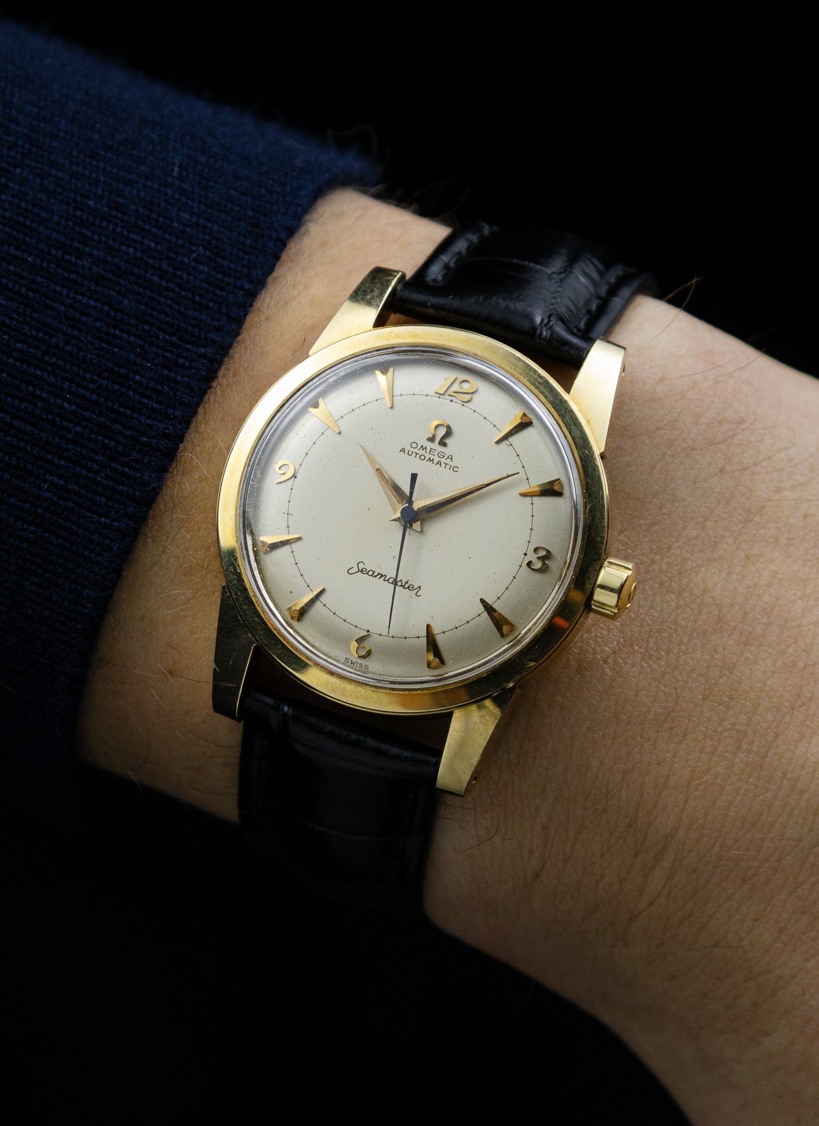 1953 14K Omega Seamaster Fat Lugs Breguet 2577 cal. 354