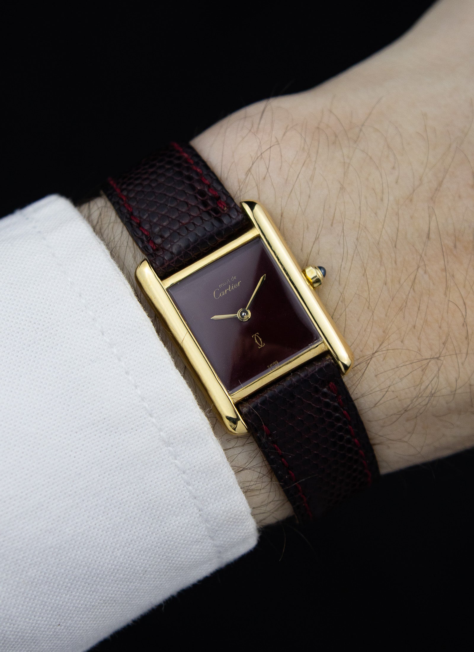 1990s Must de Cartier Tank Burgundy Dial 3 68001
