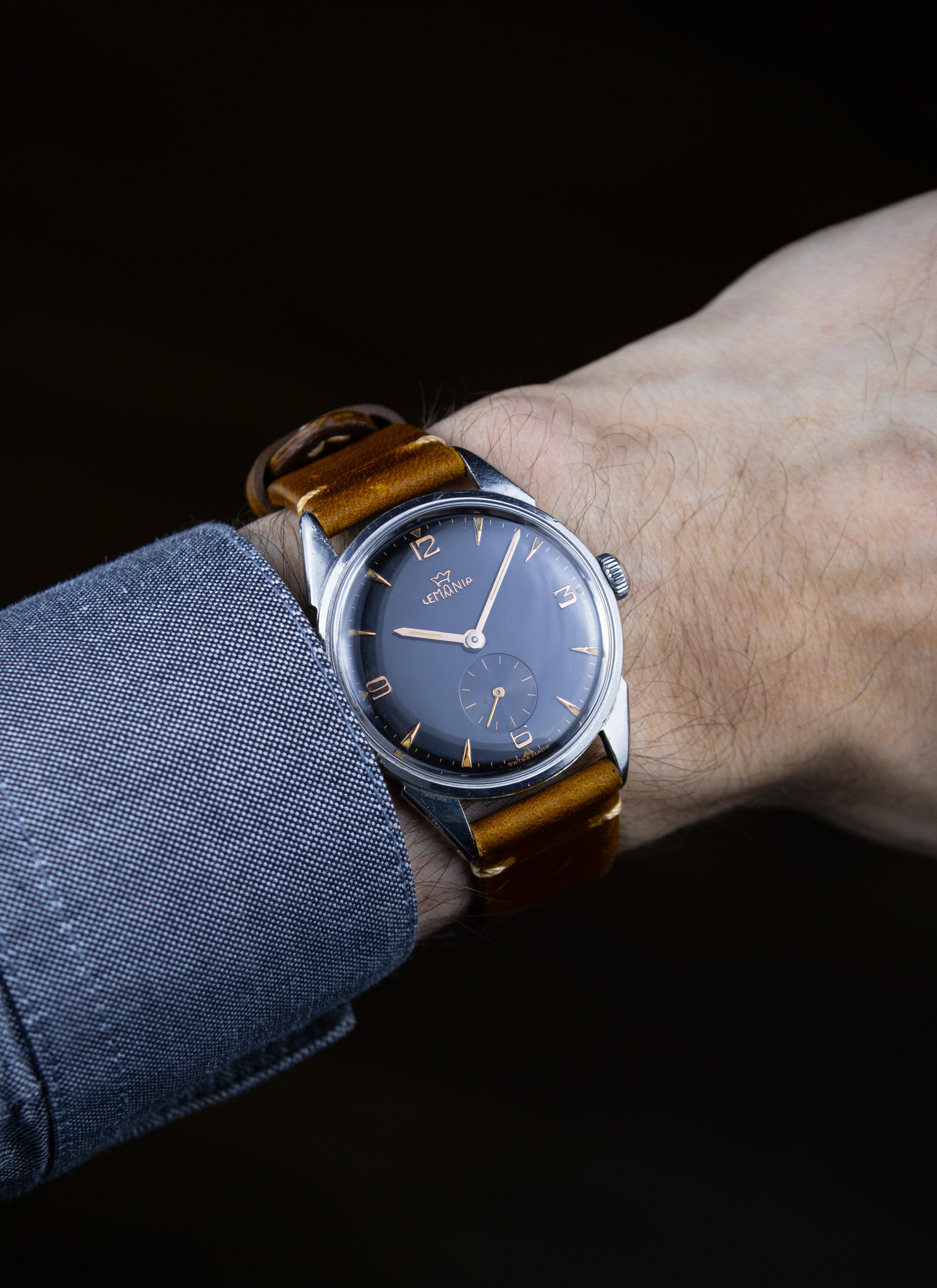 1950-60s Lemania Black Dial