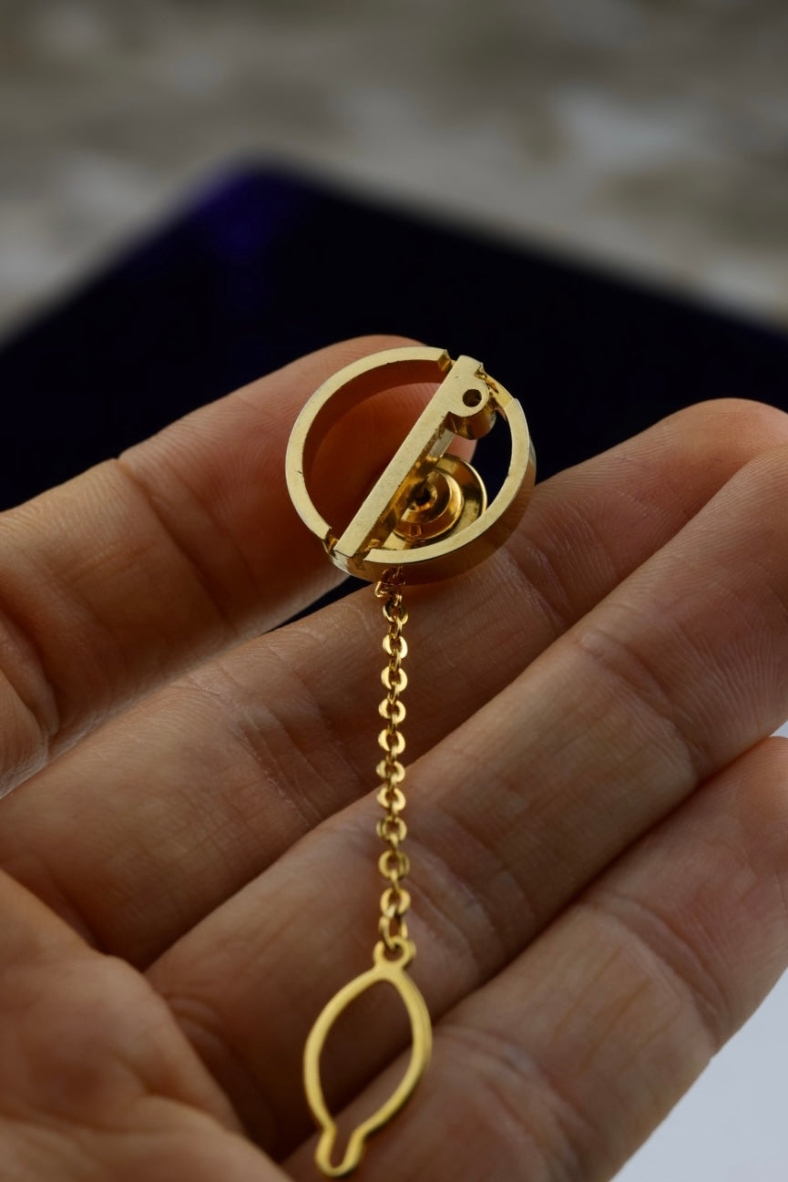 Dunhill – spinki w kształcie logo, pozłacane, oryginalne niebieskie pudełko (S40)