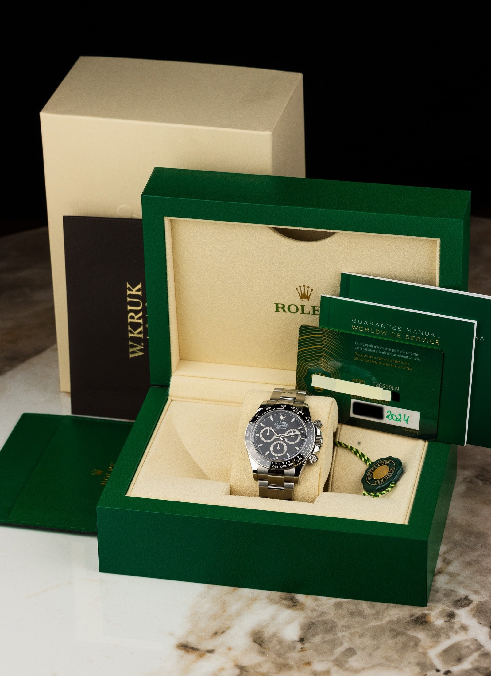 2024 Rolex Daytona 126500LN Black Dial New/Unworn Full Set Kruk