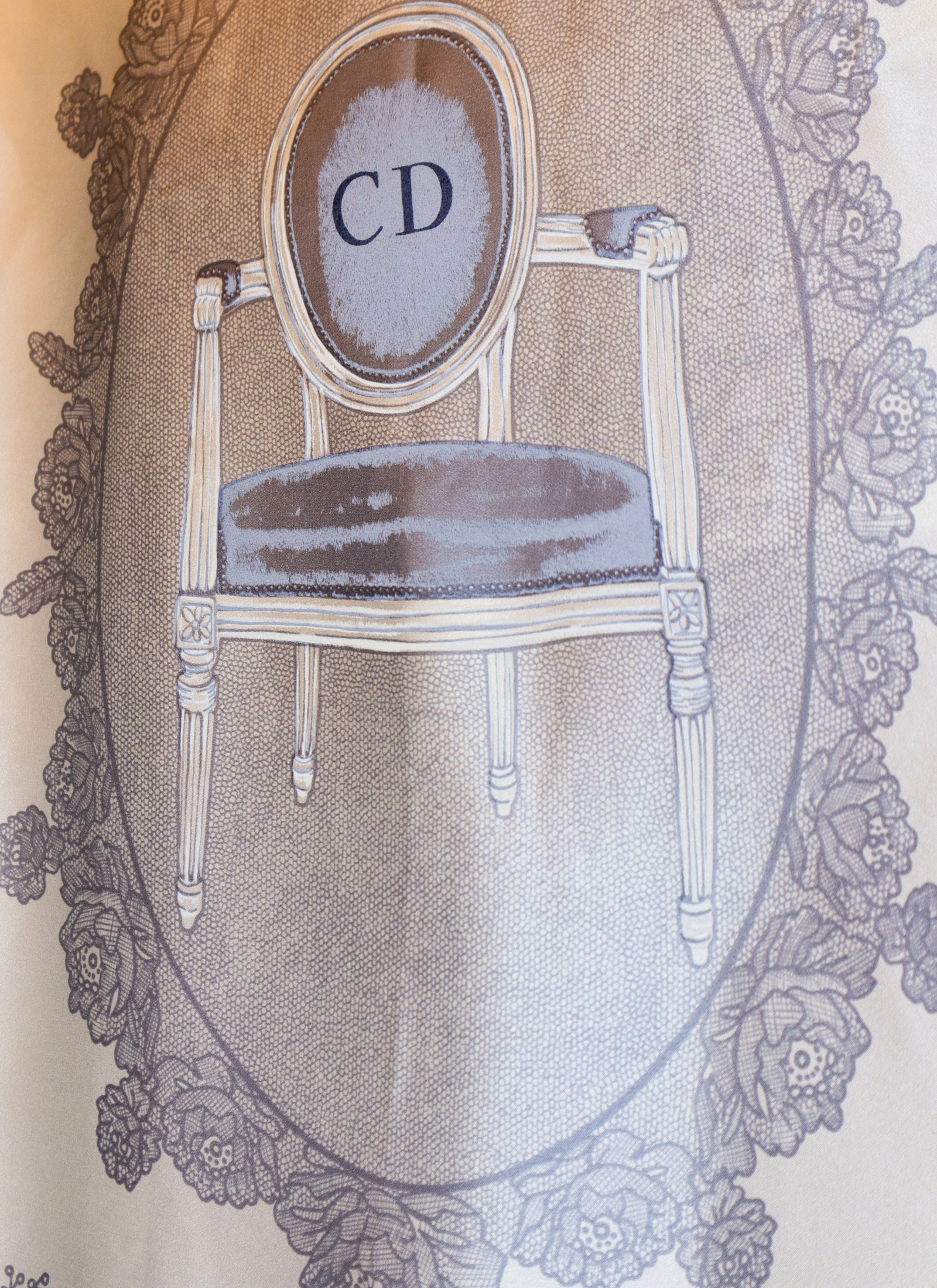 Christian Dior - unikatowy jedwabny szal „Toile de Jouy Chair”