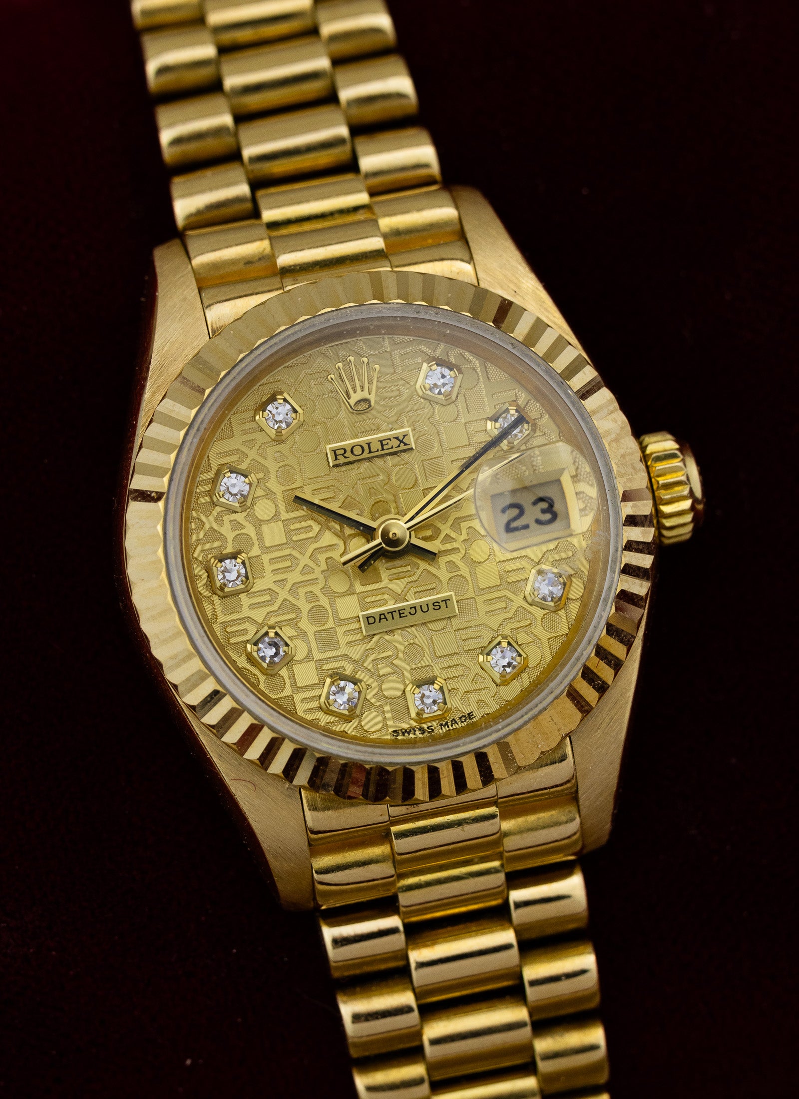 1987 18K Lady Rolex Datejust Diamonds Anniversary Dial 69178 Box