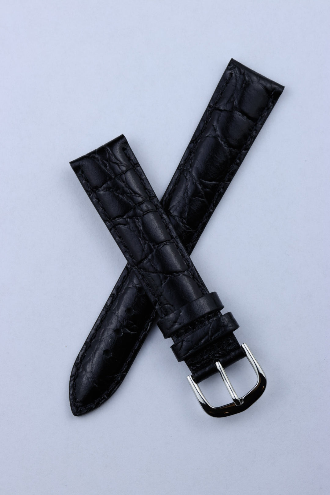 Pasek skórzany K.REDA czarny spękany wzór z przeszyciem (P056)