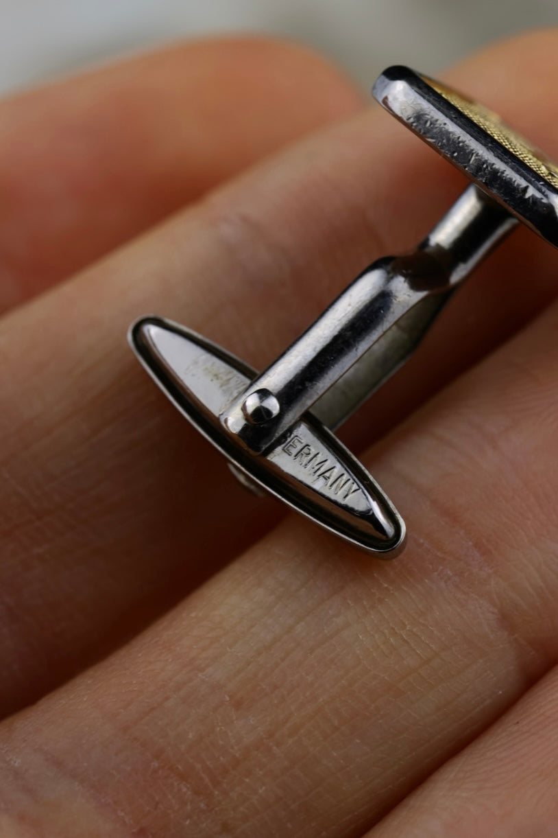 Christian Dior – stalowe spinki z pozłacanym wypełnieniem i logo (SP012)