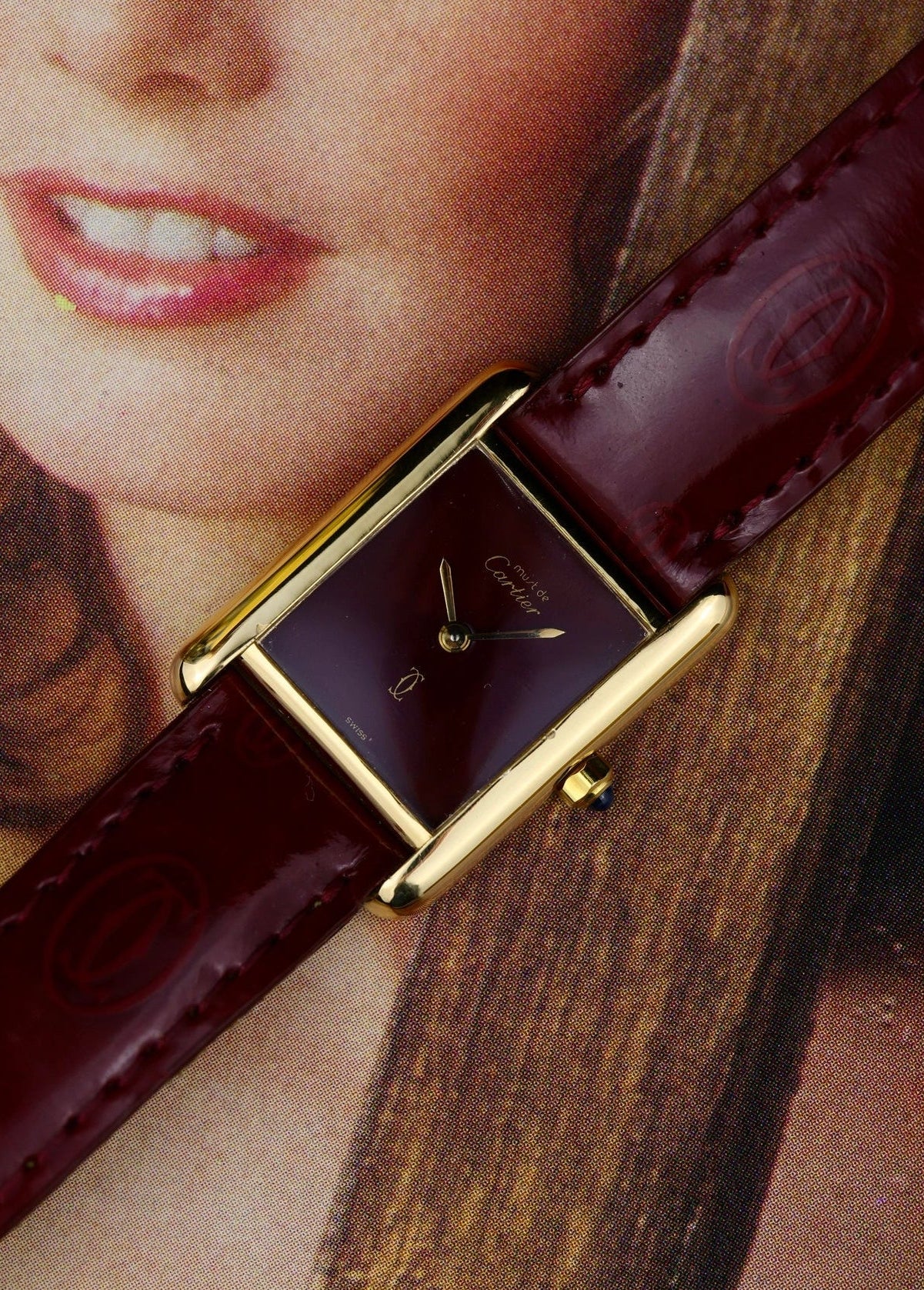 [REZERWACJA]1990s Cartier Tank Must Burgundy Dial 3 66001