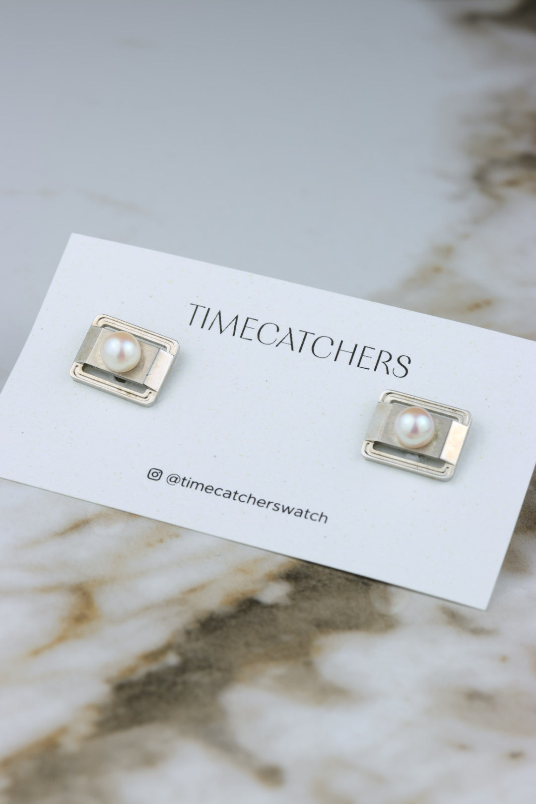 Yumi Katsura – stalowe spinki z perłą (SP010)