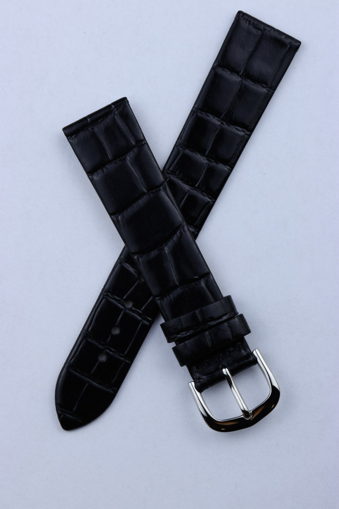 Pasek skórzany K.REDA czarny płaski na połysk (P054)