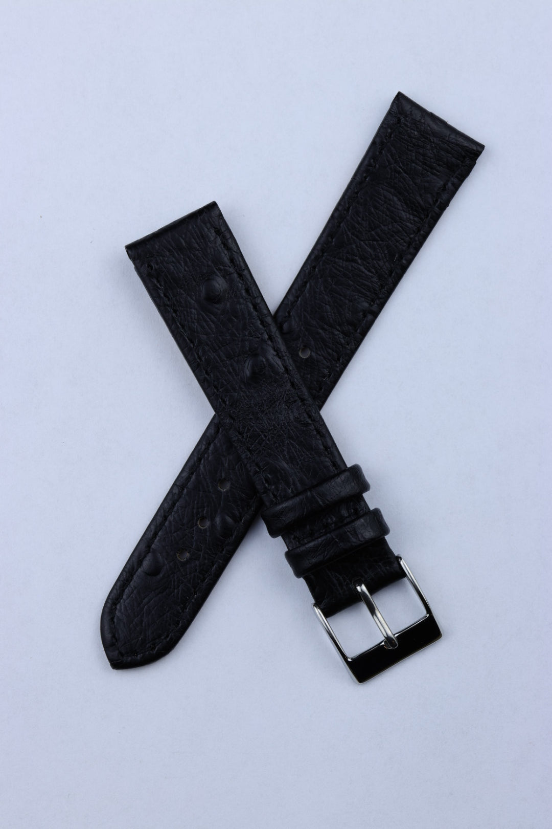 Pasek skórzany K.REDA czarny struś płaski z przeszyciem (P050)