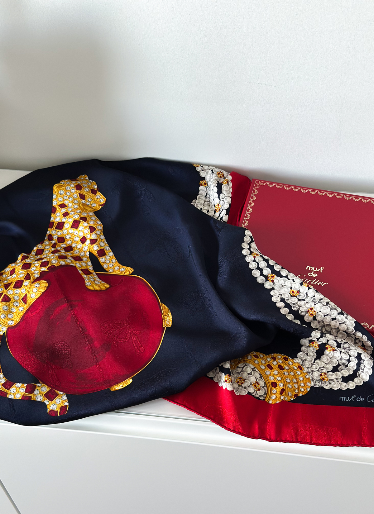 Cartier - jedwabna apaszka vintage Must de Cartier „La Panthère Royale”