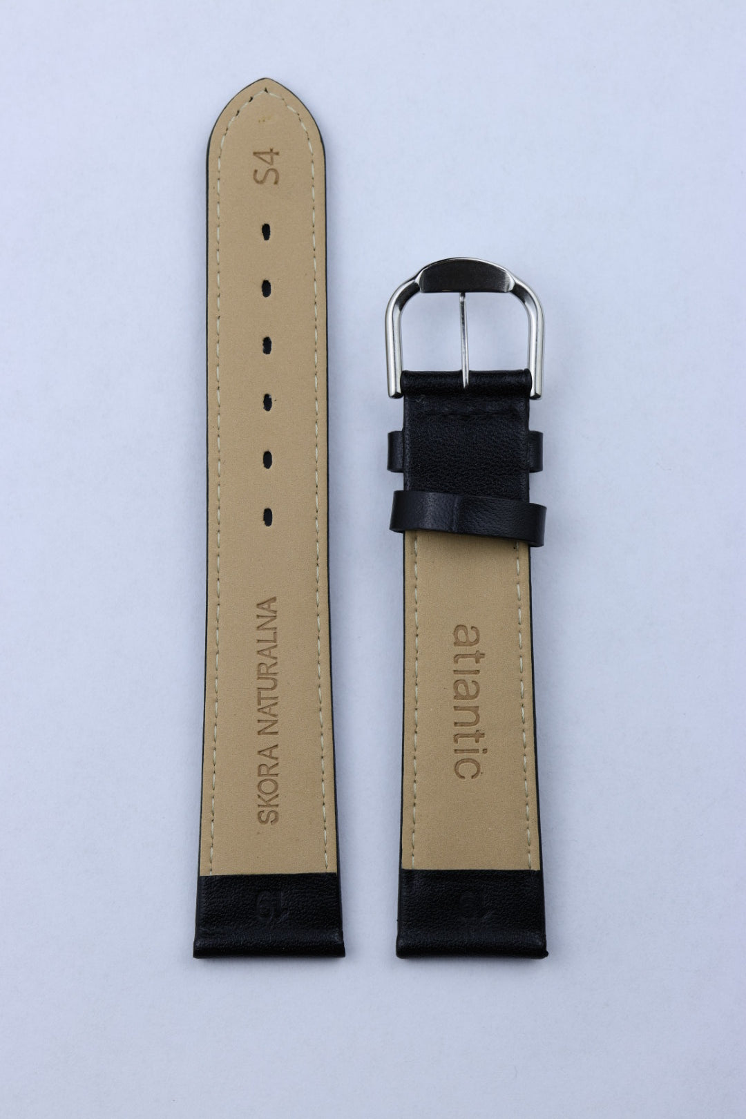 Pasek skórzany K.REDA 19mm czarny gładki z przeszyciem (PA007)