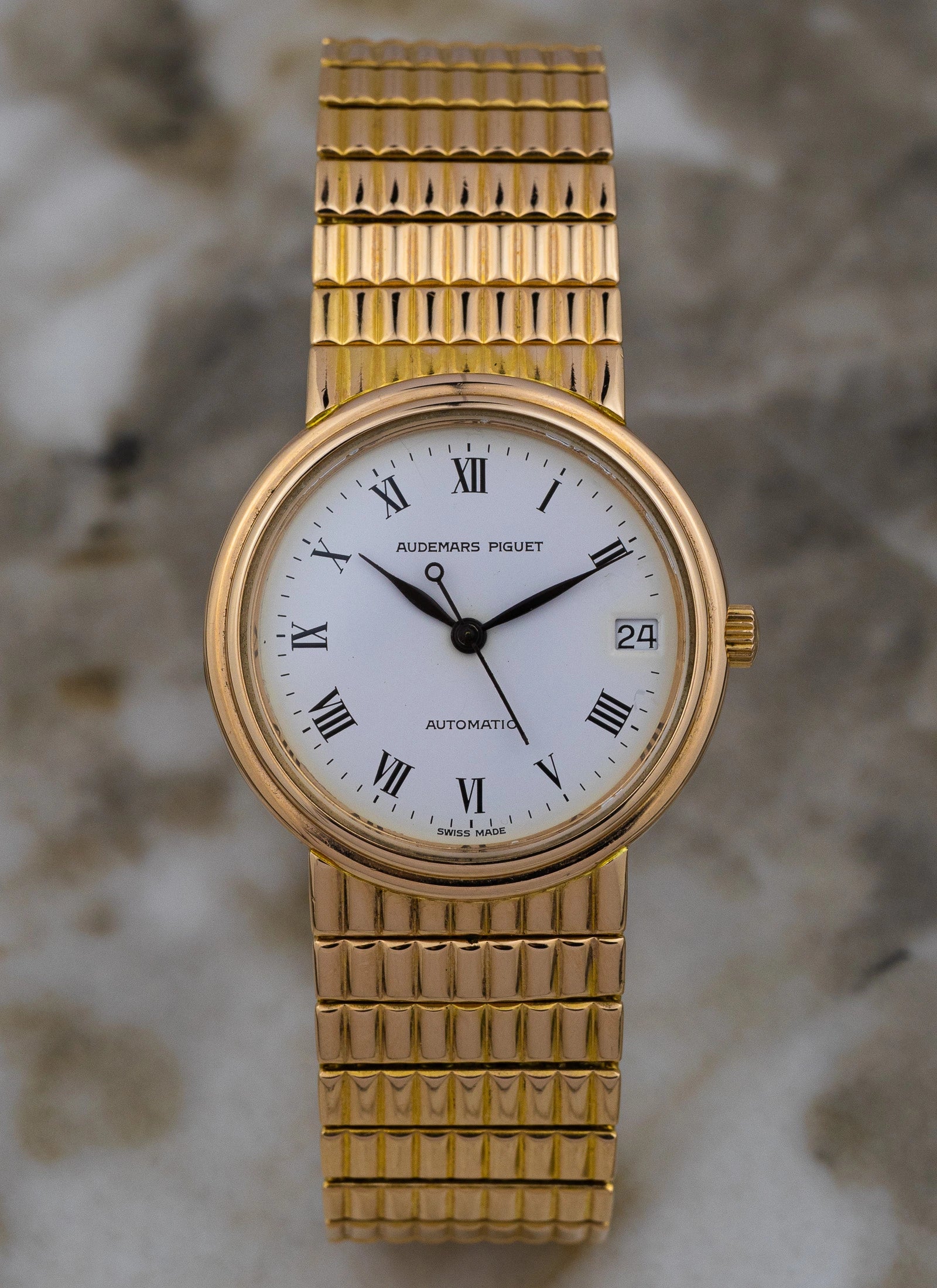 1990 18K Audemars Piguet Roman Dial 14405 Full Set