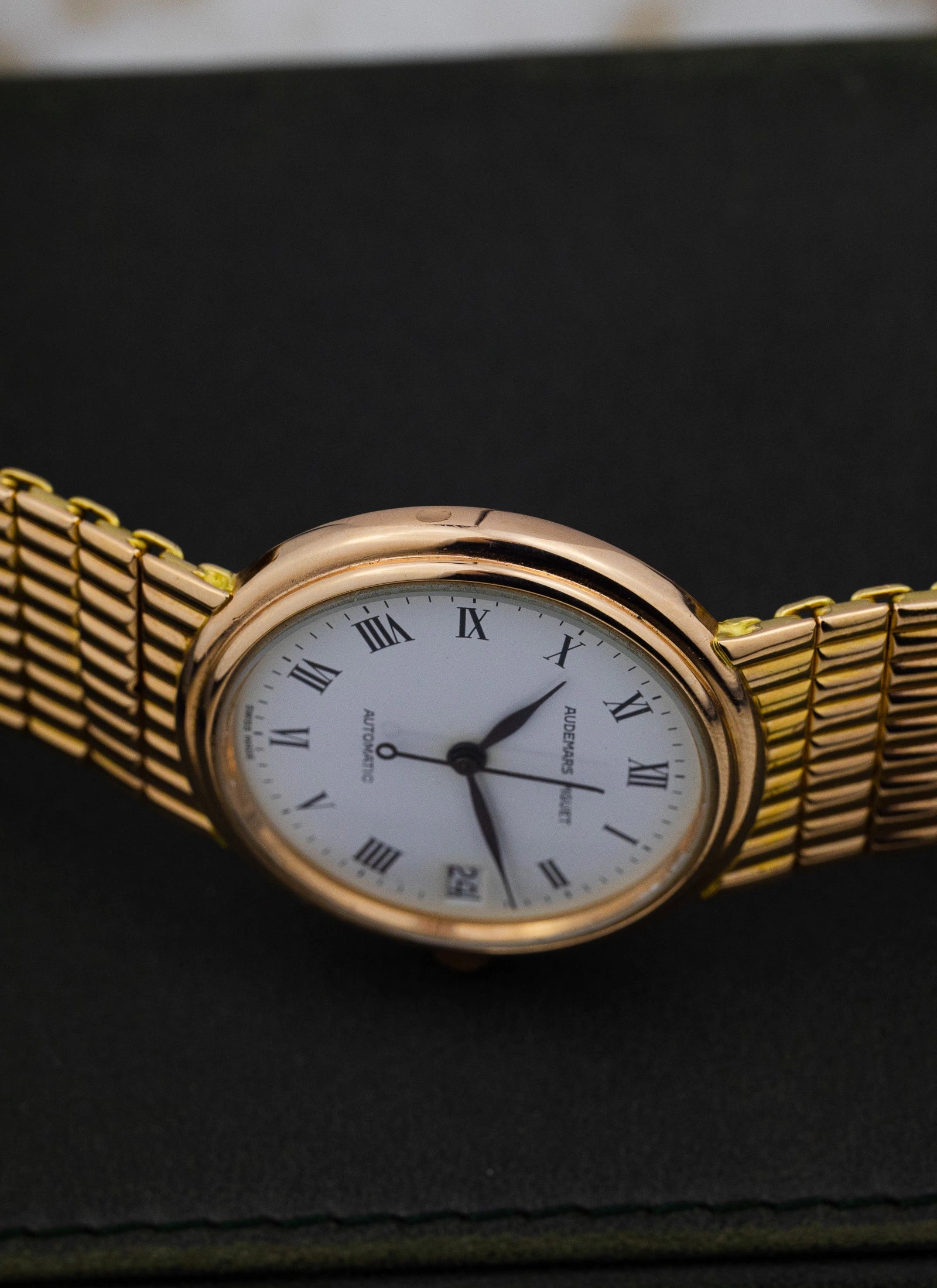 1990 18K Audemars Piguet Roman Dial 14405 Full Set
