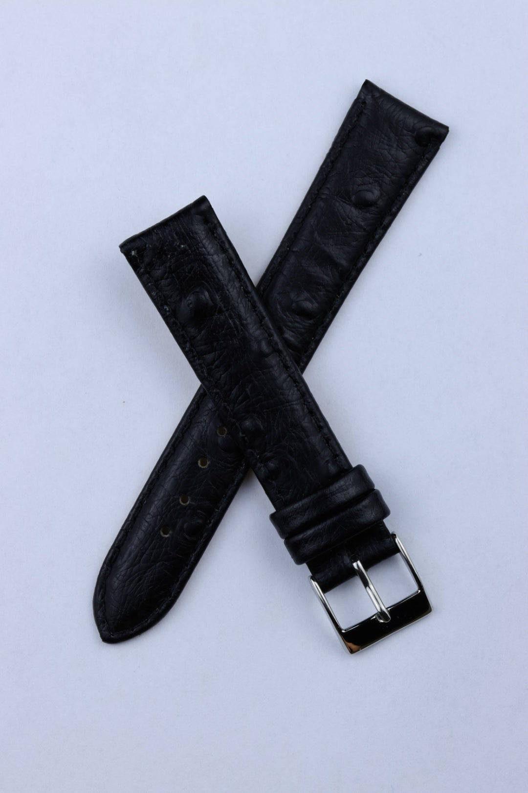 Pasek skórzany K.REDA czarny struś wypukły z przeszyciem (P051)